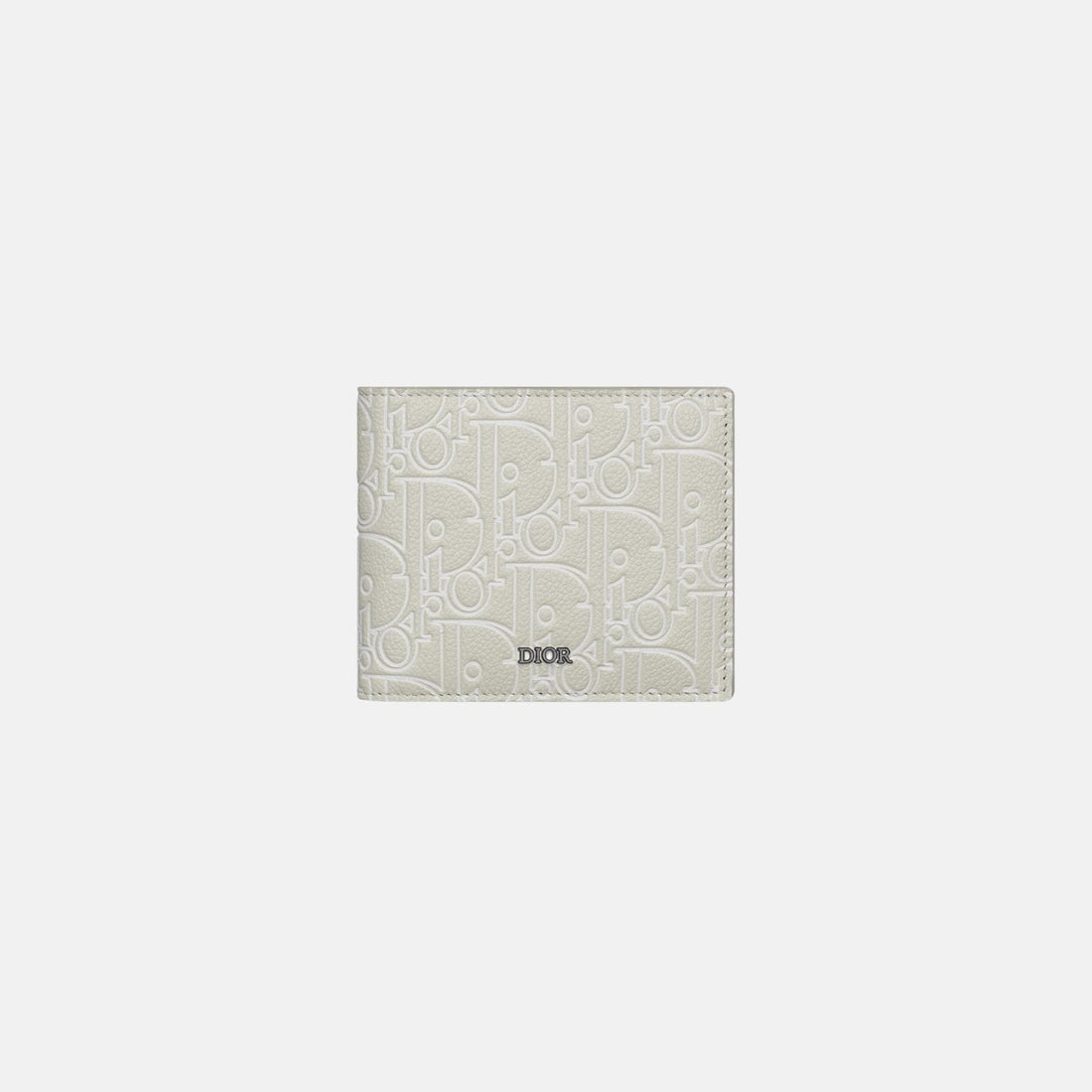Dior Bifold Wallet In Gravity Outline Leather And Calfskin, Beige, Front