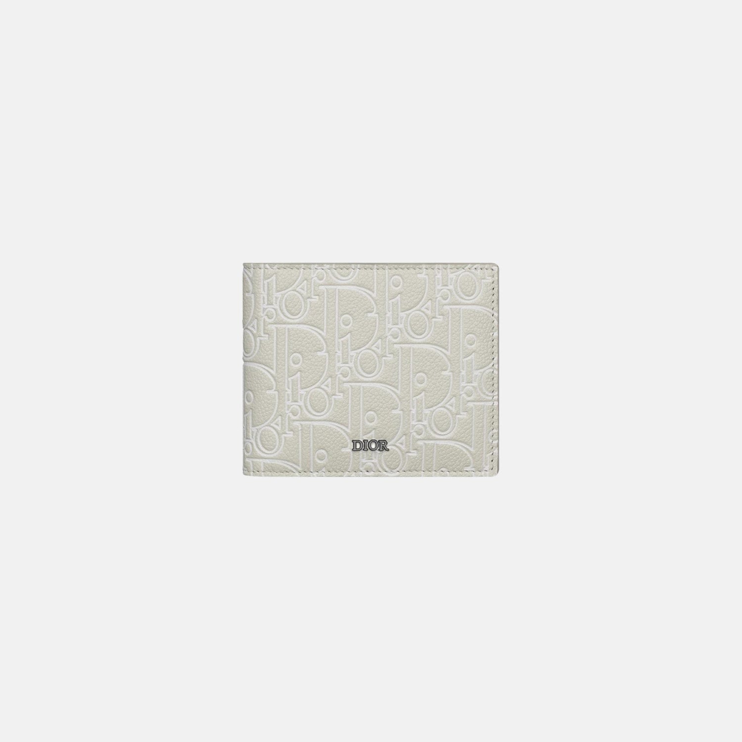 Dior Bifold Wallet In Gravity Outline Leather And Calfskin, Beige, Front