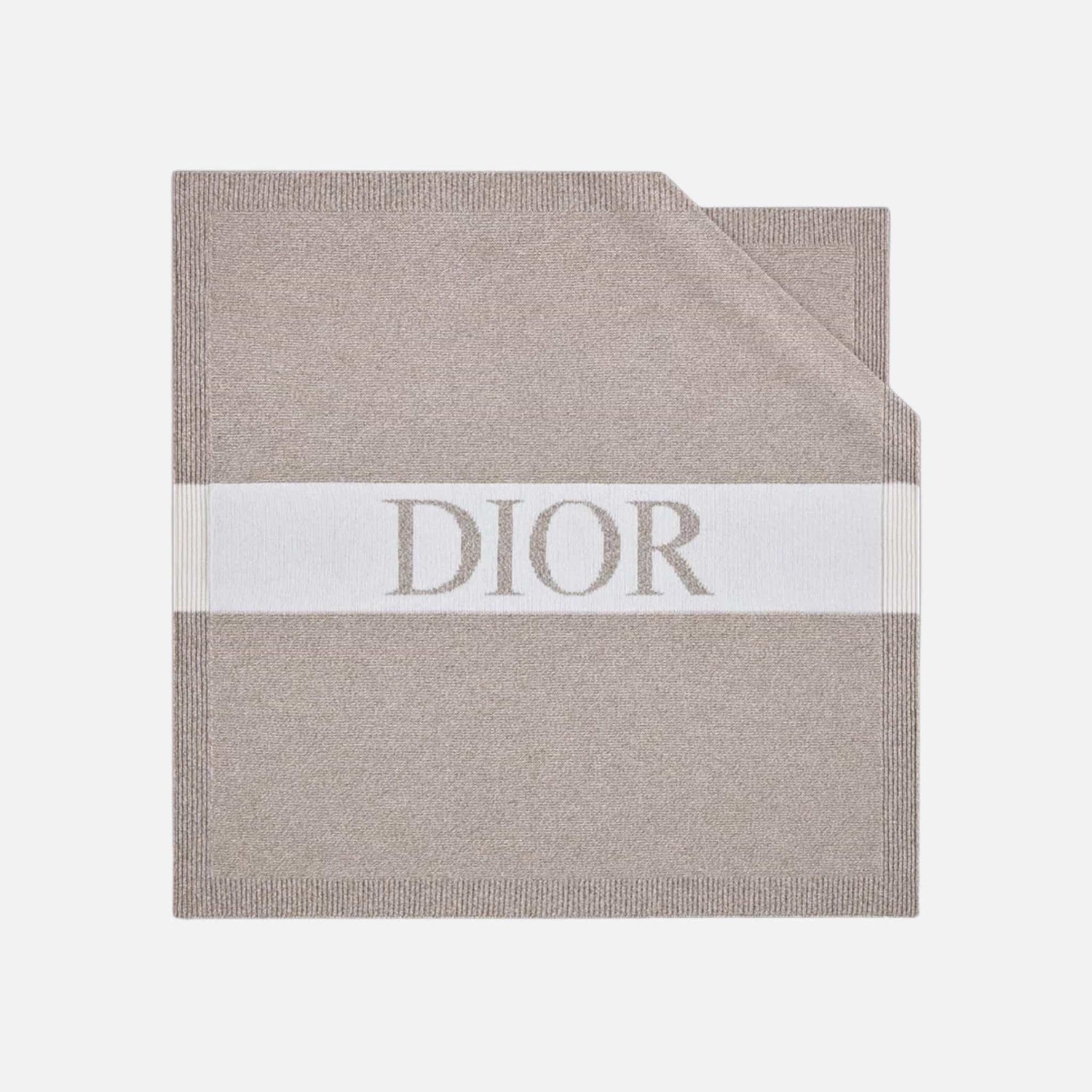 Dior Blanket Heathered Beige and Ivory Wool and Cashmere Tricot Knit, Front