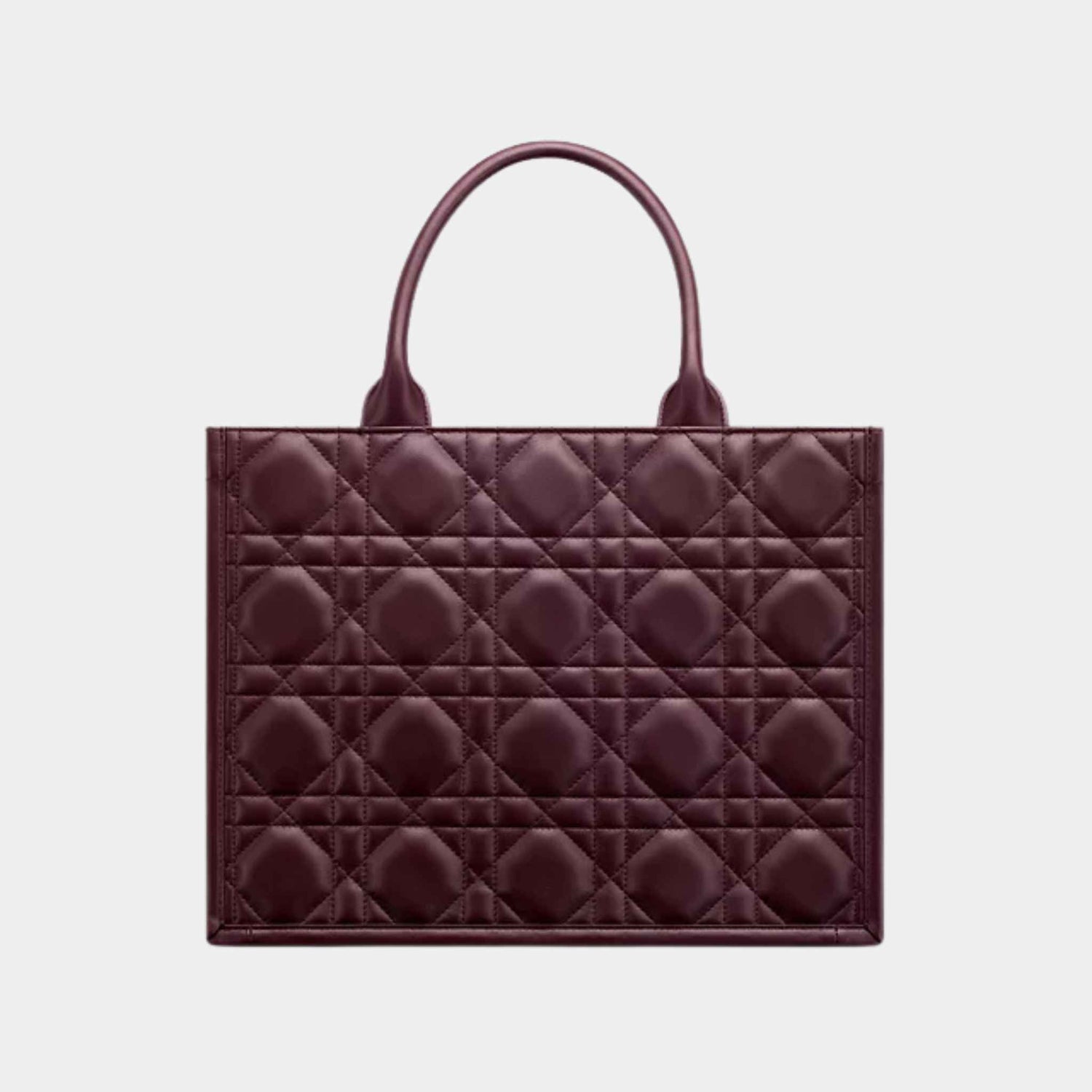 Dior Book Tote Medium Bag Macrocannage Calfskin, Plum, Back