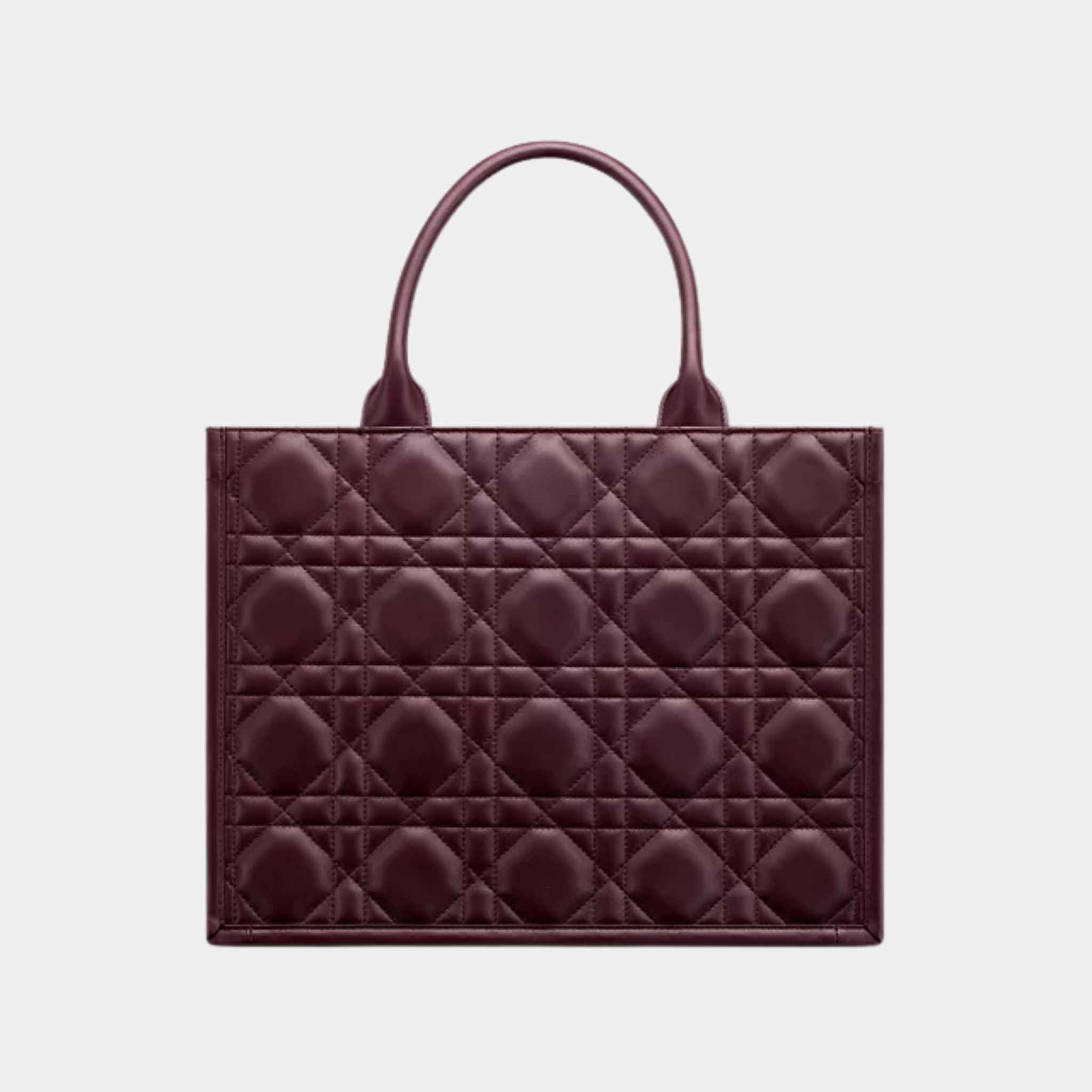 Dior Book Tote Medium Bag Macrocannage Calfskin, Plum, Back