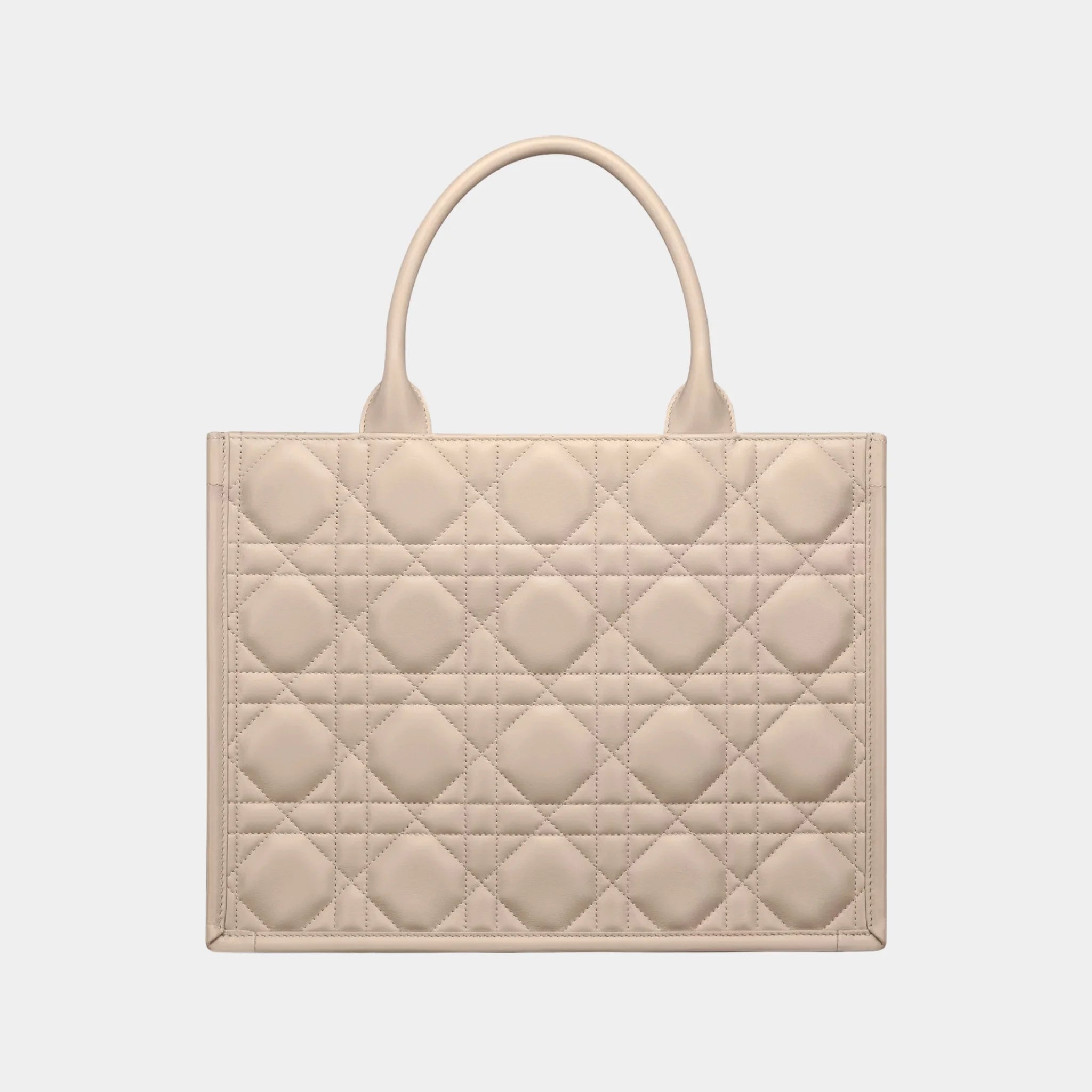 Dior Book Tote Medium Bag Macrocannage Calfskin, Camel, Powder Beige, Back