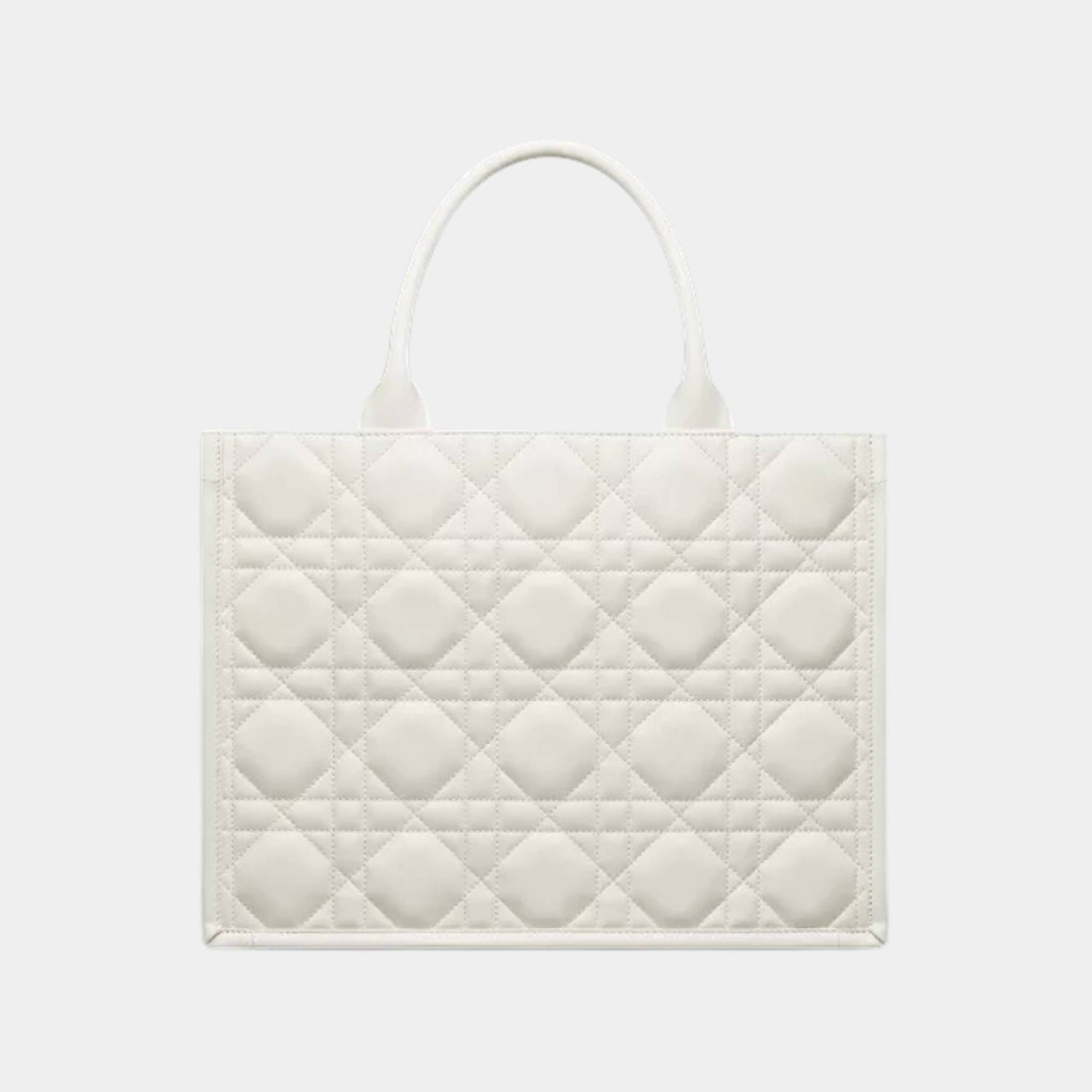Dior Book Tote Medium Bag Macrocannage Calfskin, White, Back