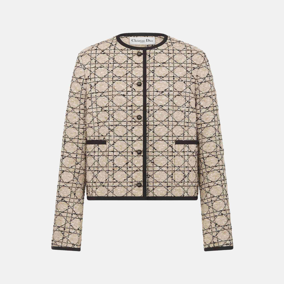 Dior Cannage Cropped Jacket, Beige, Front