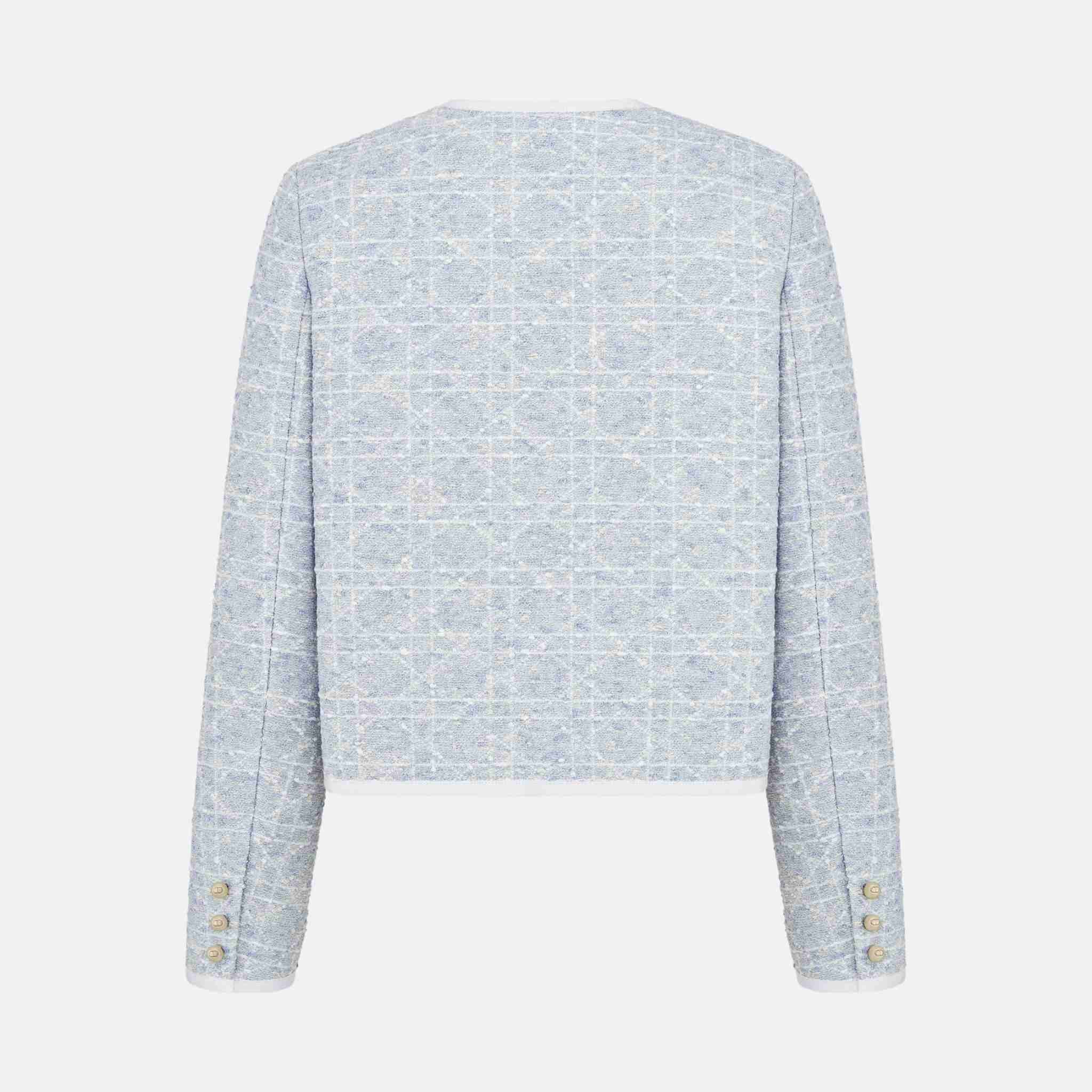 Dior Cannage Cropped Jacket, Sky Blue, Back