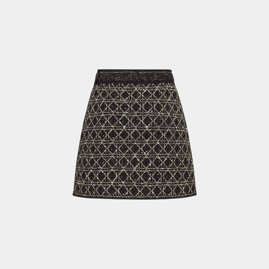 Dior Cannage Miniskirt Blended Cotton And Silk Tweed, Black, Back