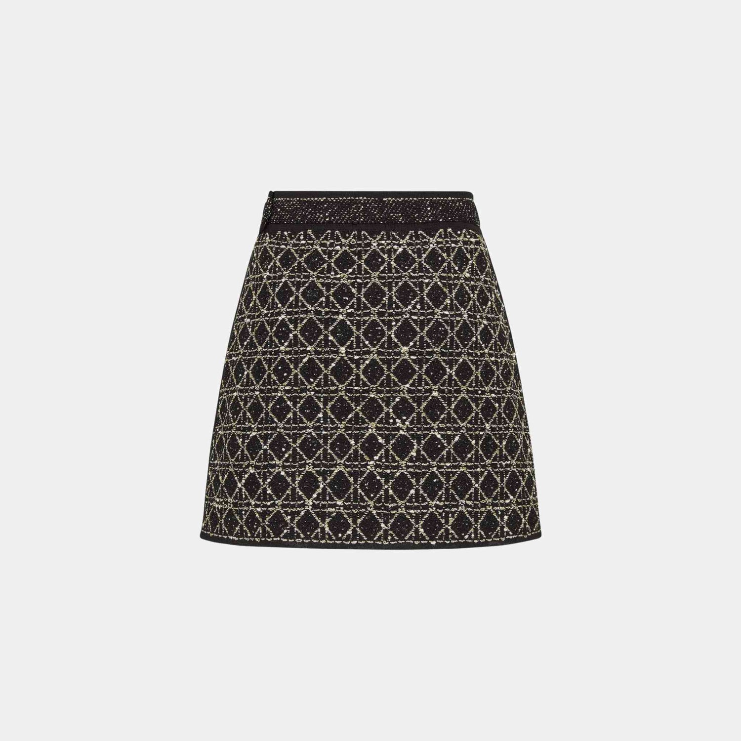 Dior Cannage Miniskirt Blended Cotton And Silk Tweed, Black, Back