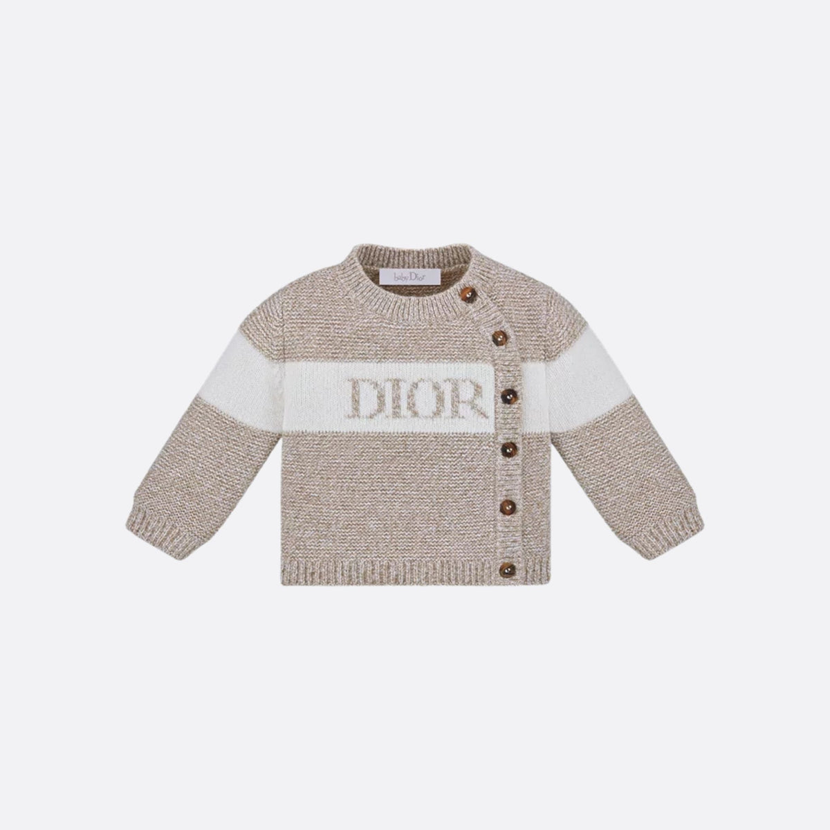 كارديغان من صوف وكشمير محبوك بلون Beige & Ivory Heathered