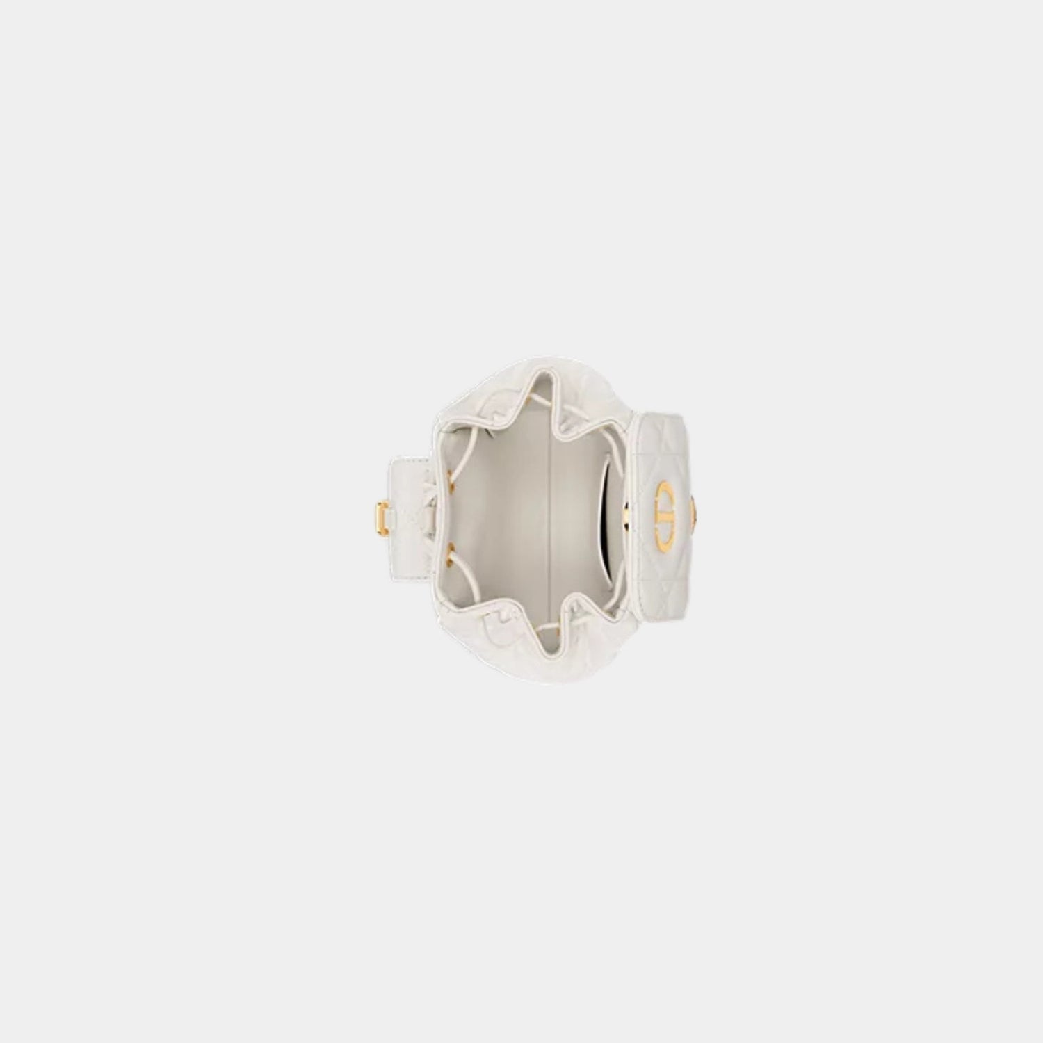 Dior Caro Nano Backpack Macrocannage Lambskin, White, Top