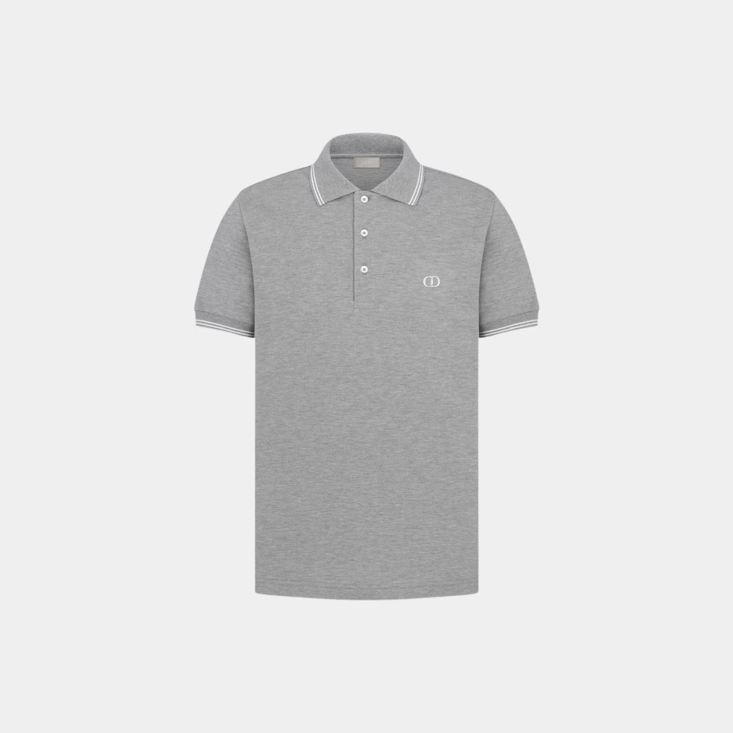 Dior CD Icon Polo Shirt In Cotton Pique, Gray, Front