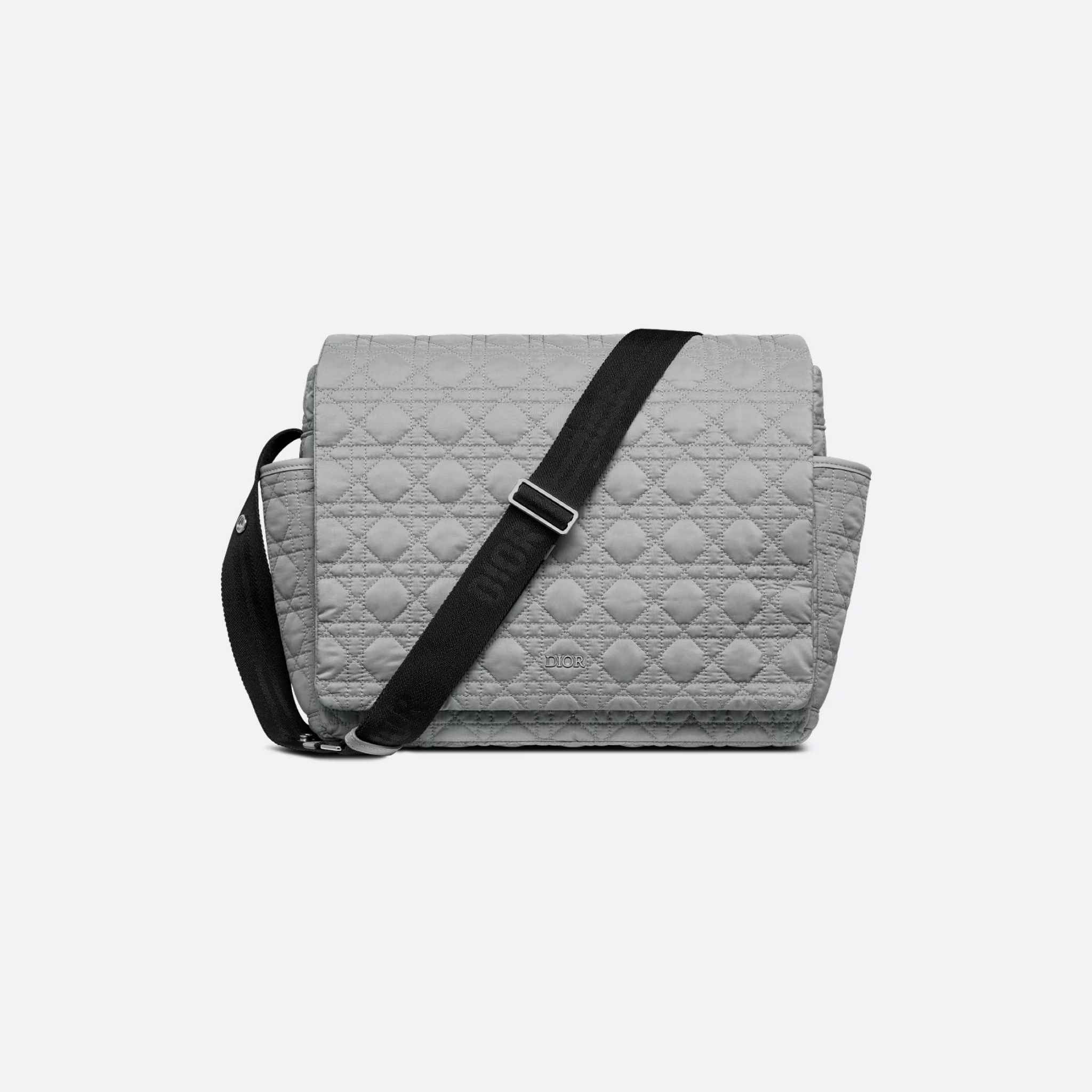 Dior Changing Bag Macrocannage Technical Canvas, Gray, Front