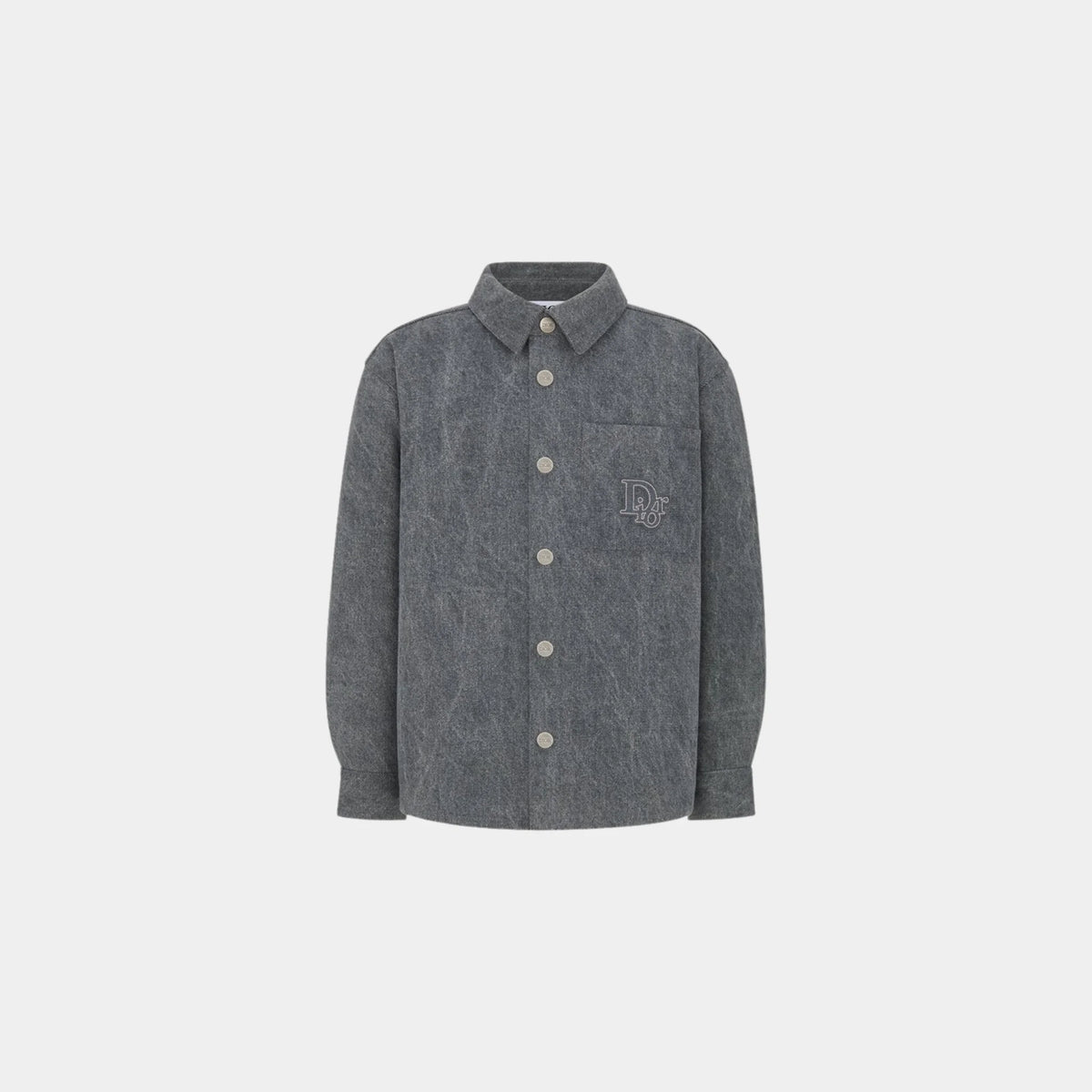 Childrens Overshirt Washed Gray Cotton Canvas