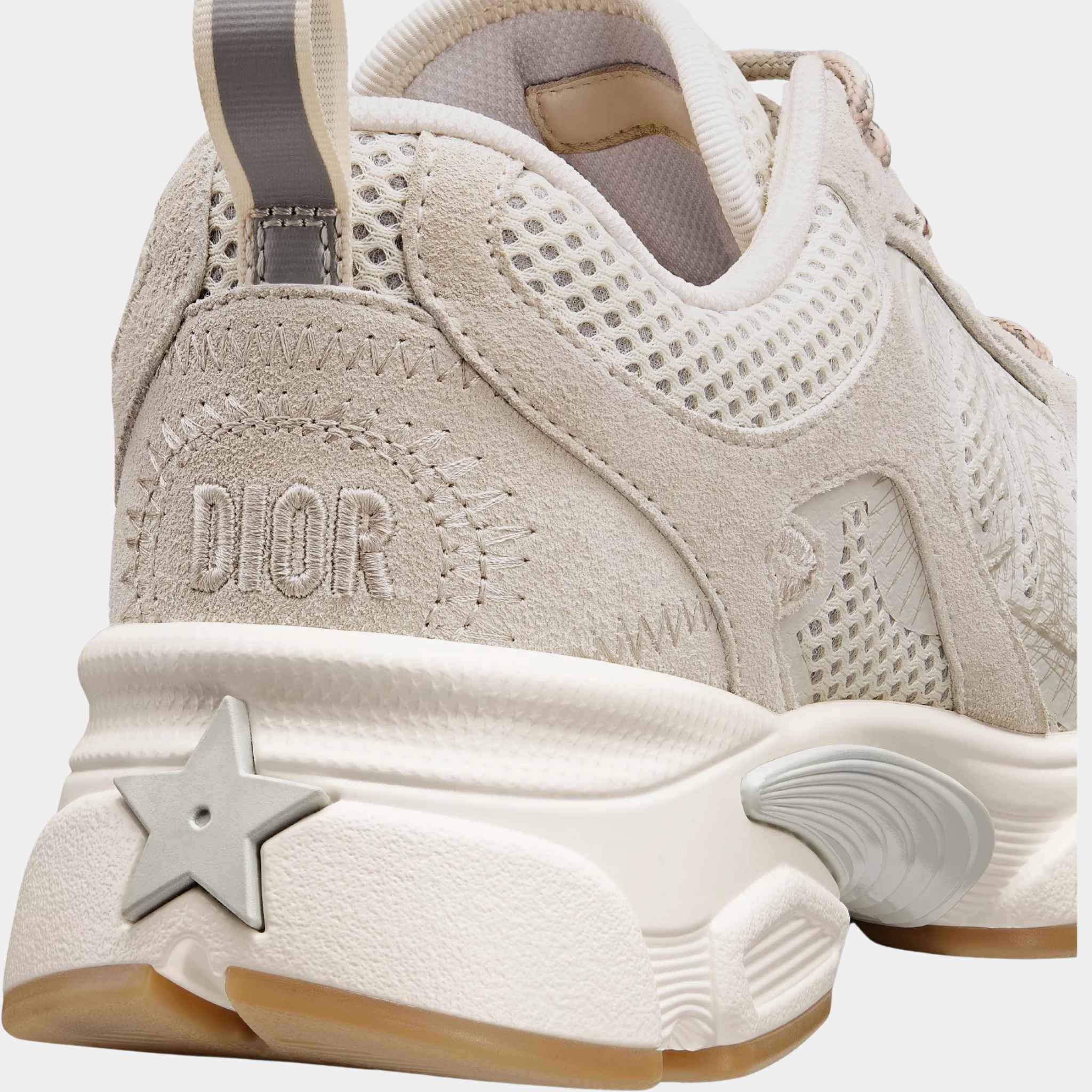 Dior Chrono Sneaker Trainers Beige Mesh And Suede Calfskin, Rear 