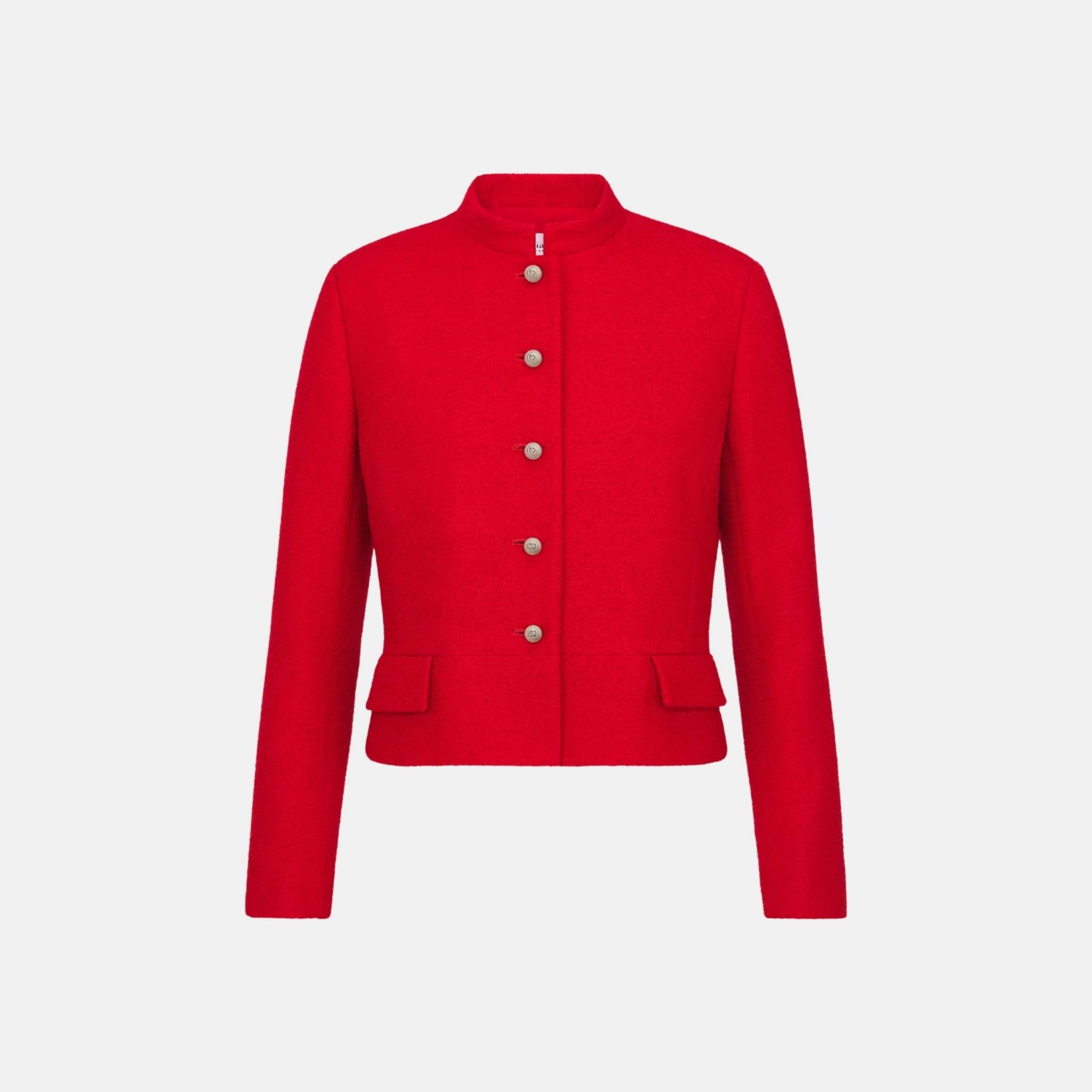 Dior Cropped Jacket Red Wool And Silk, FrontViews