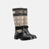 Dior D-Major Boot Beige and Black Cannage Tweed and Black Calfskin, Side, Front