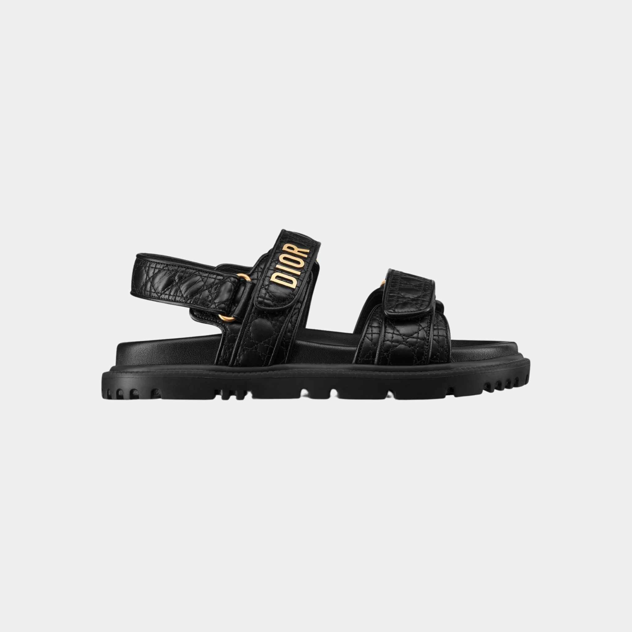 Dior Dioract Sandal Black Quilted Cannage Calfskin, Side