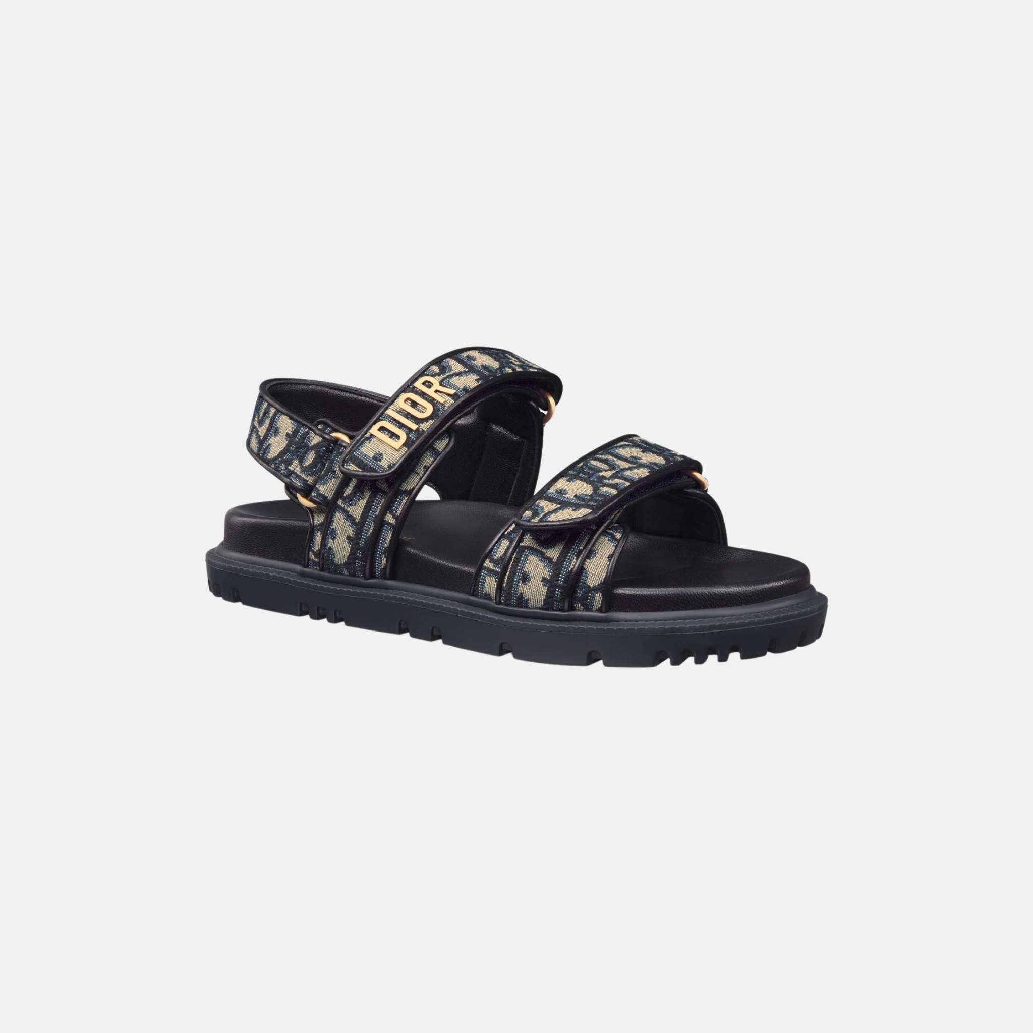 Dior Dioract Sandal In Cotton Embroidered With Oblique Motif, Front