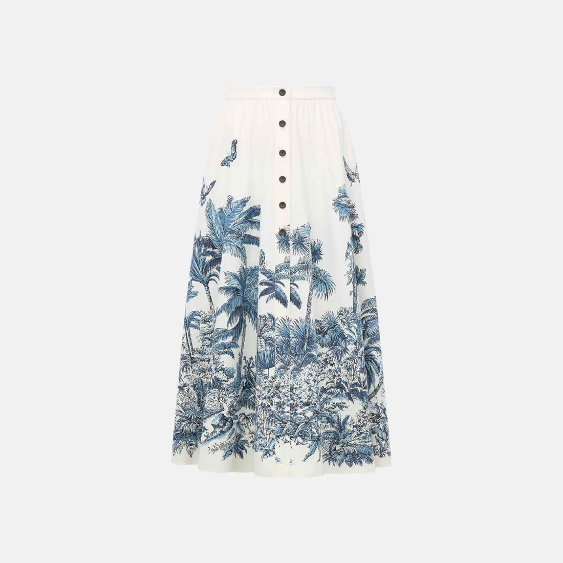 Dior Dioriviera Mid Length Flared Skirt In Toile De Jouy Cotton Silk, Front