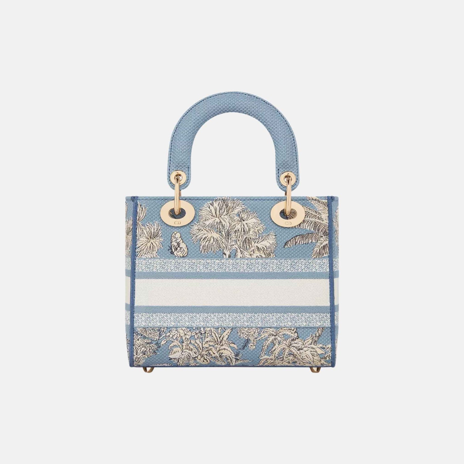 Dior Dioriviera Small Lady D Lite Bag In Toile De Jouy Palms Embroidery, Back