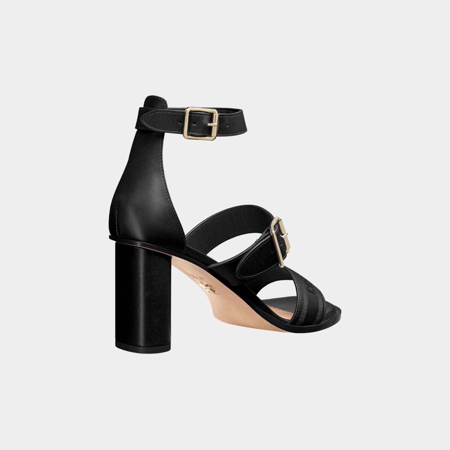 Dior Dway Heeled Sandal Black Calfskin And Cotton, Rear Heel