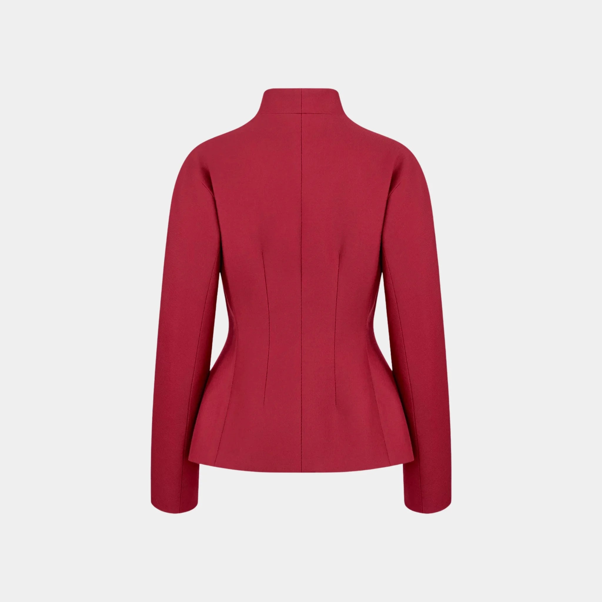 Dior Fitted Jacket In Virgin Wool And Silk Grain De Poudre, Red, Back