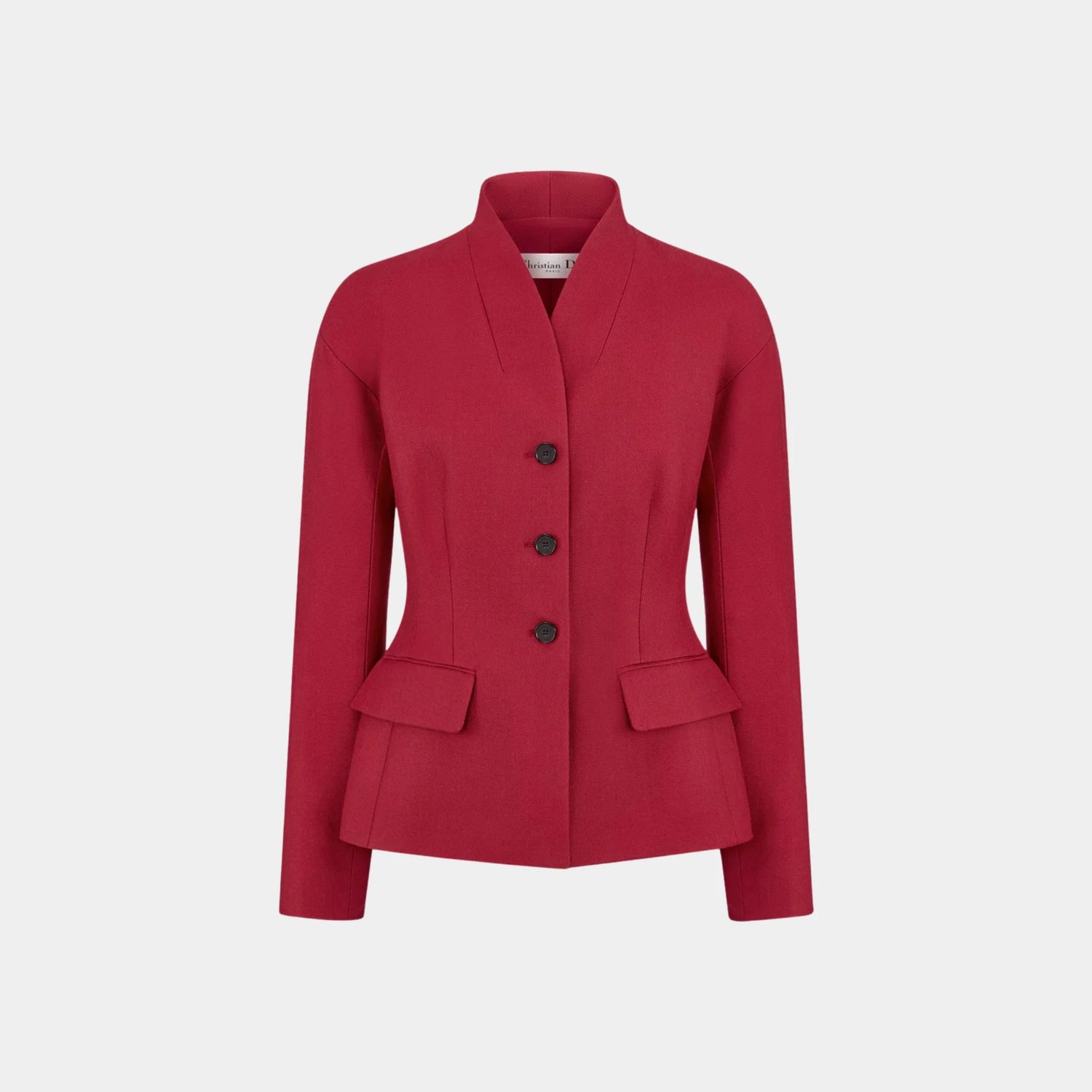 Dior Fitted Jacket In Virgin Wool And Silk Grain De Poudre, Red, Front