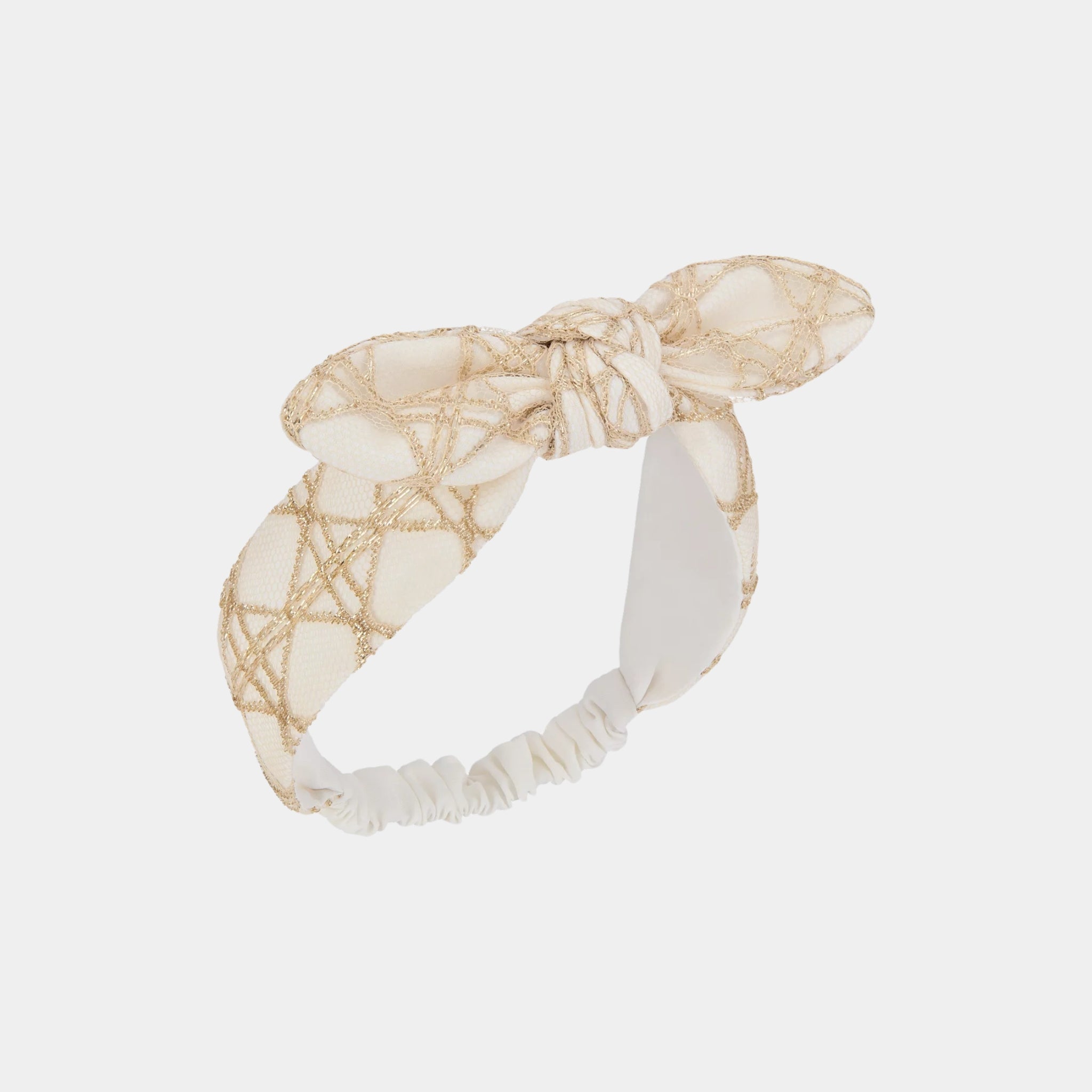 Dior Headband Gold-Tone Cannage Lace, Front