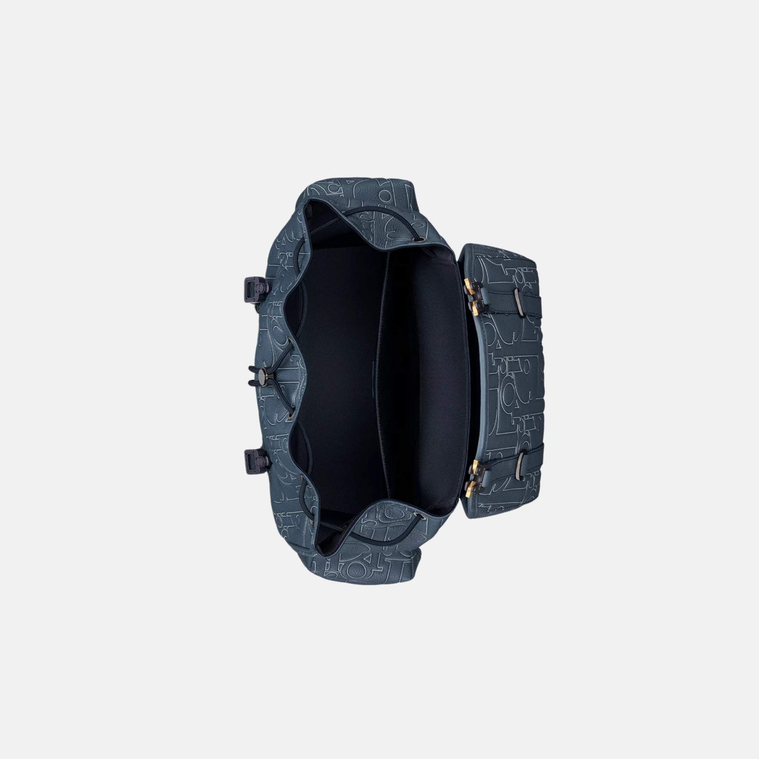 Dior Hit The Road Backpack In Outline Leather And Grained Calfskin, Navy Blue, Inside