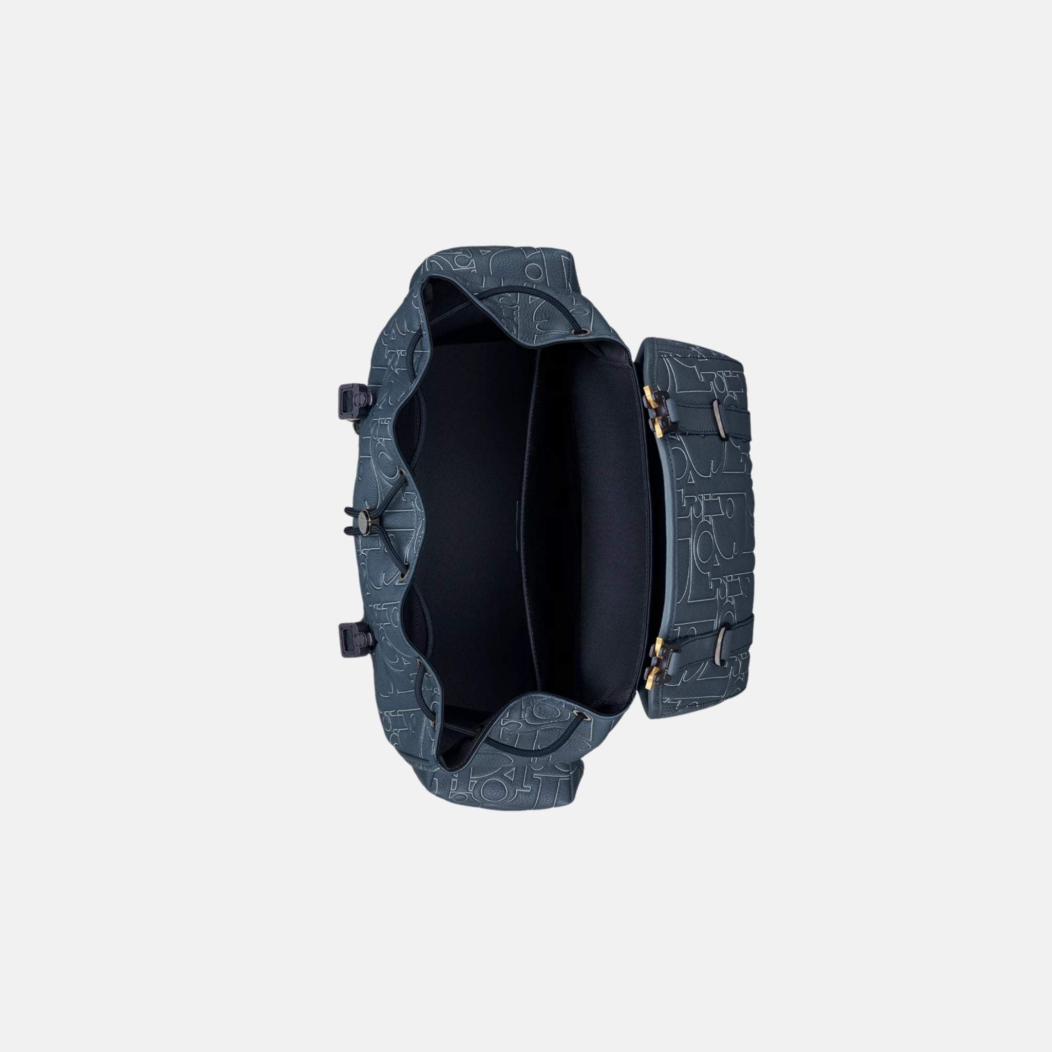 Dior Hit The Road Backpack In Outline Leather And Grained Calfskin, Navy Blue, Inside