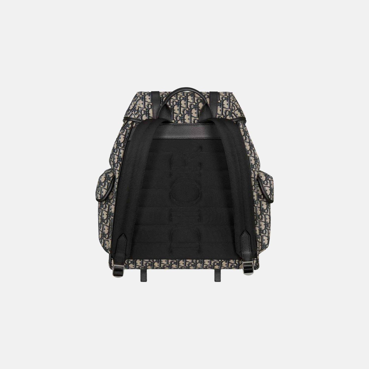 Dior Hit The Road Backpack With Flap In Oblique Jacquard And Calfskin, Beige, Back