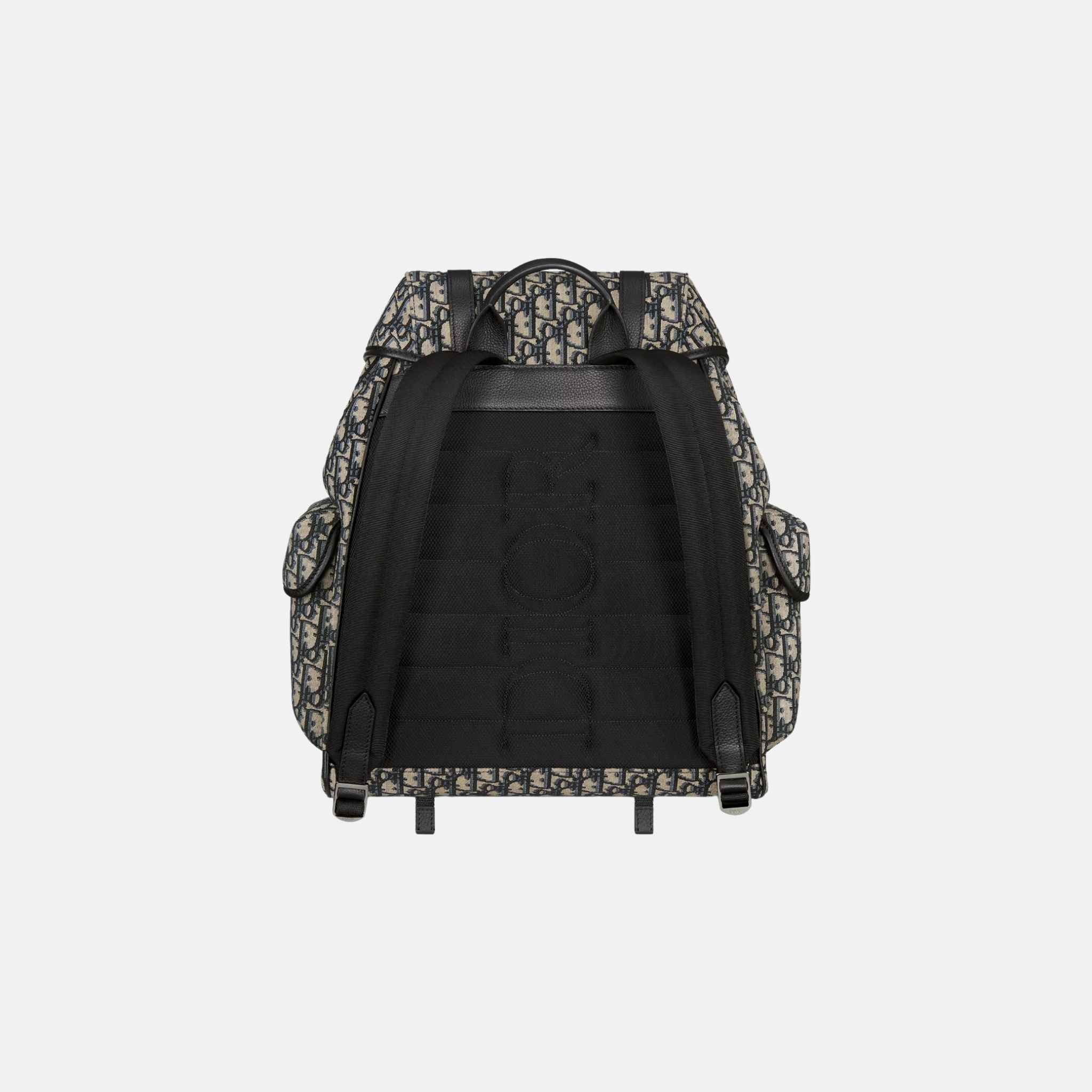 Dior Hit The Road Backpack With Flap In Oblique Jacquard And Calfskin, Beige, Back