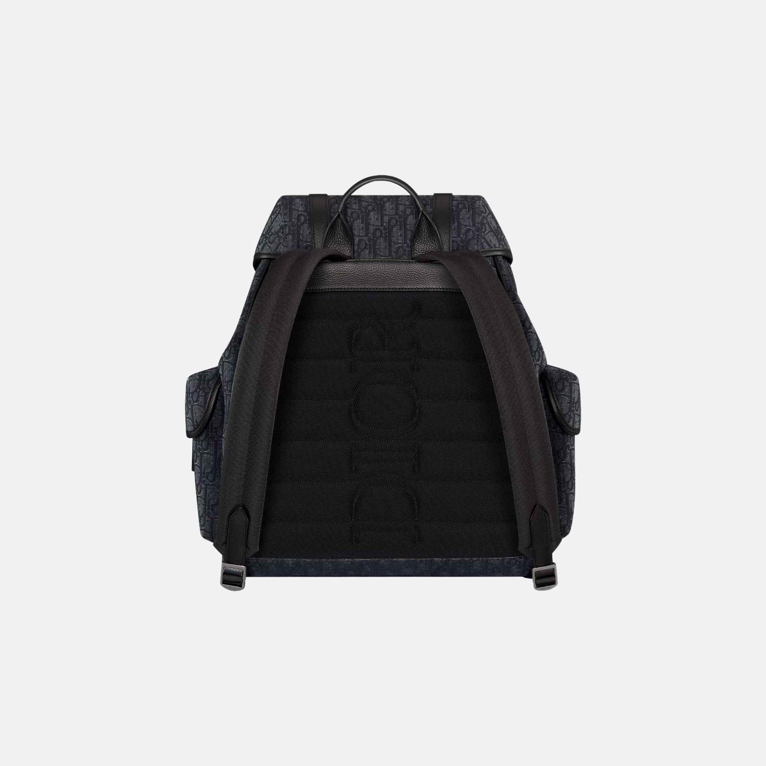 Dior Hit The Road Backpack With Flap In Oblique Jacquard And Calfskin, Black, Back