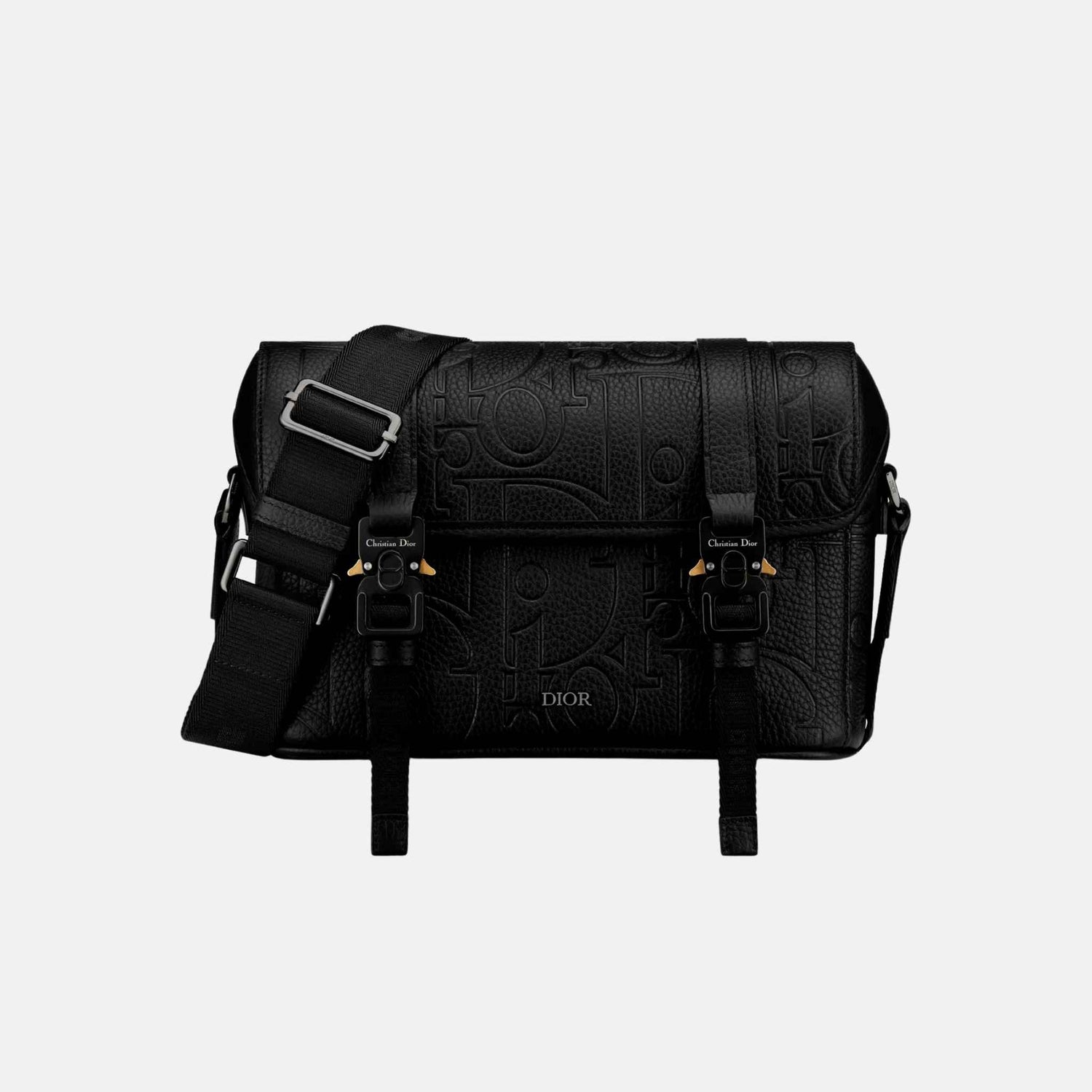 Dior Hit The Road Messenger Bag In Gravity Leather, Black, Front