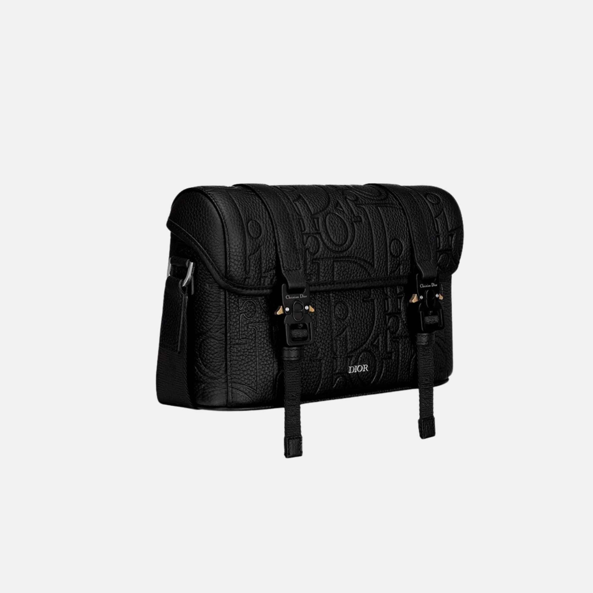 Dior Hit The Road Messenger Bag In Gravity Leather, Black, Side