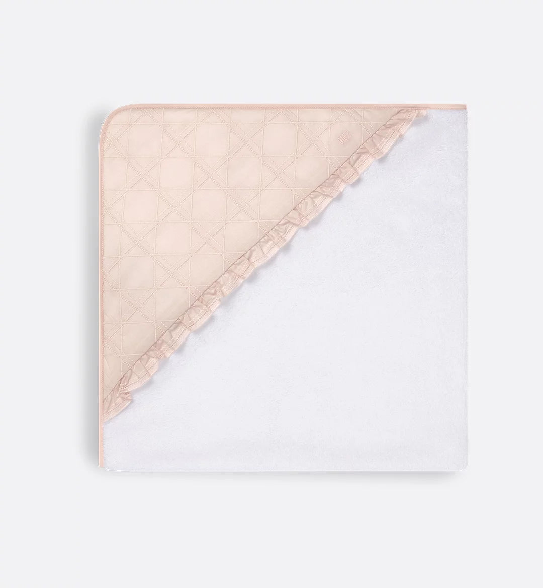 Dior Hooded Baby Towel Ivory Cotton Terry and Pale Pink Cannage, Towel, CloseView