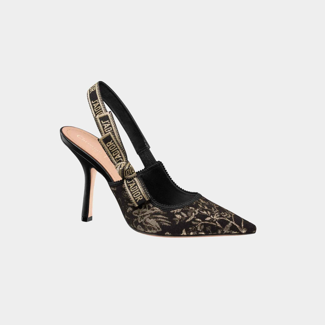 Dior JAdior Slingback Pump Black and Gold Tone Millefiori, Front