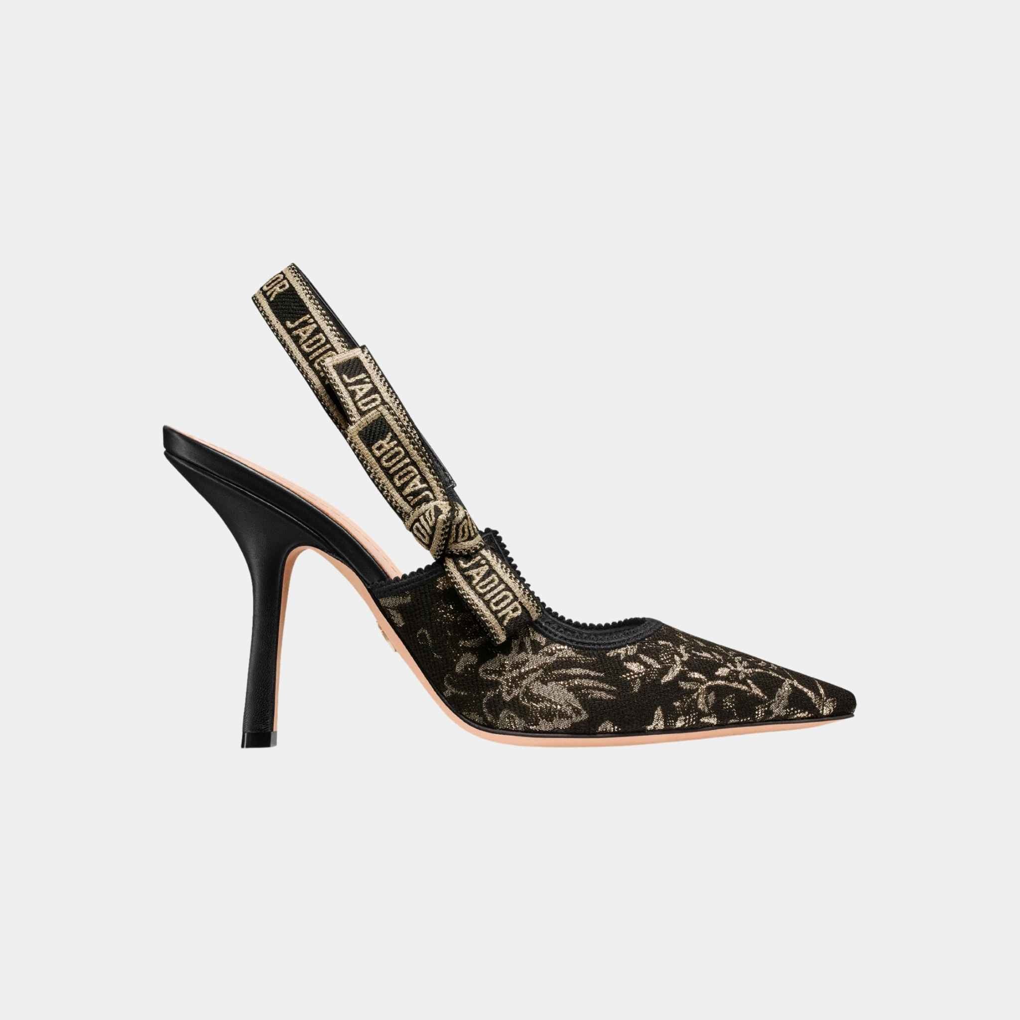 Dior JAdior Slingback Pump Black and Gold Tone Millefiori