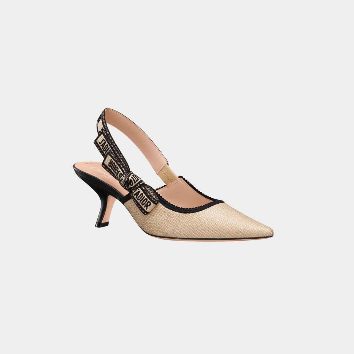 حذاء كعب JAdior Slingback Pump من الرافيا الطبيعية والأسود