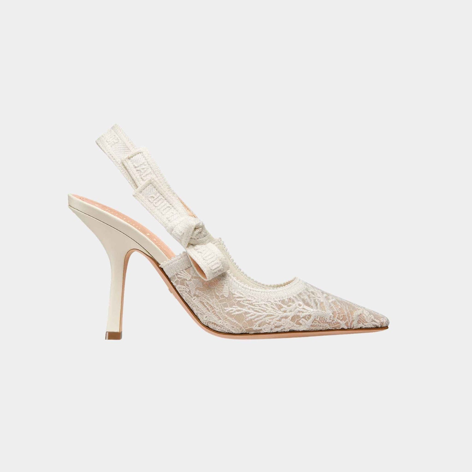 Dior JAdior Slingback Pump Heels Transparent Mesh Embroidered , Side