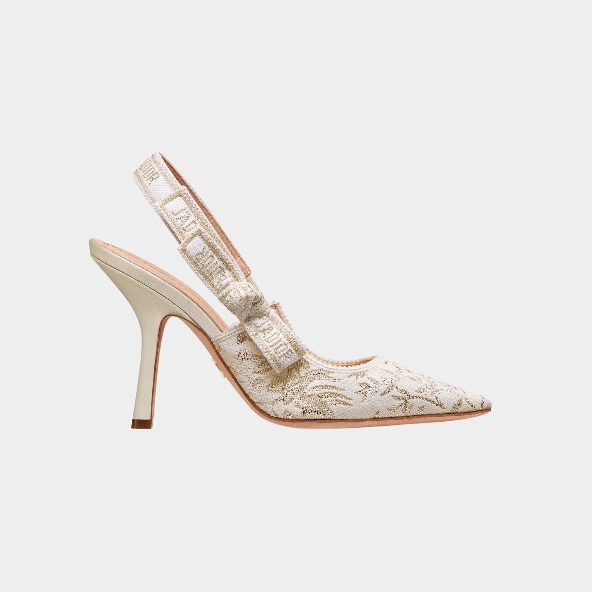 Dior JAdior Slingback Pump White and Gold Tone Millefiori, Side