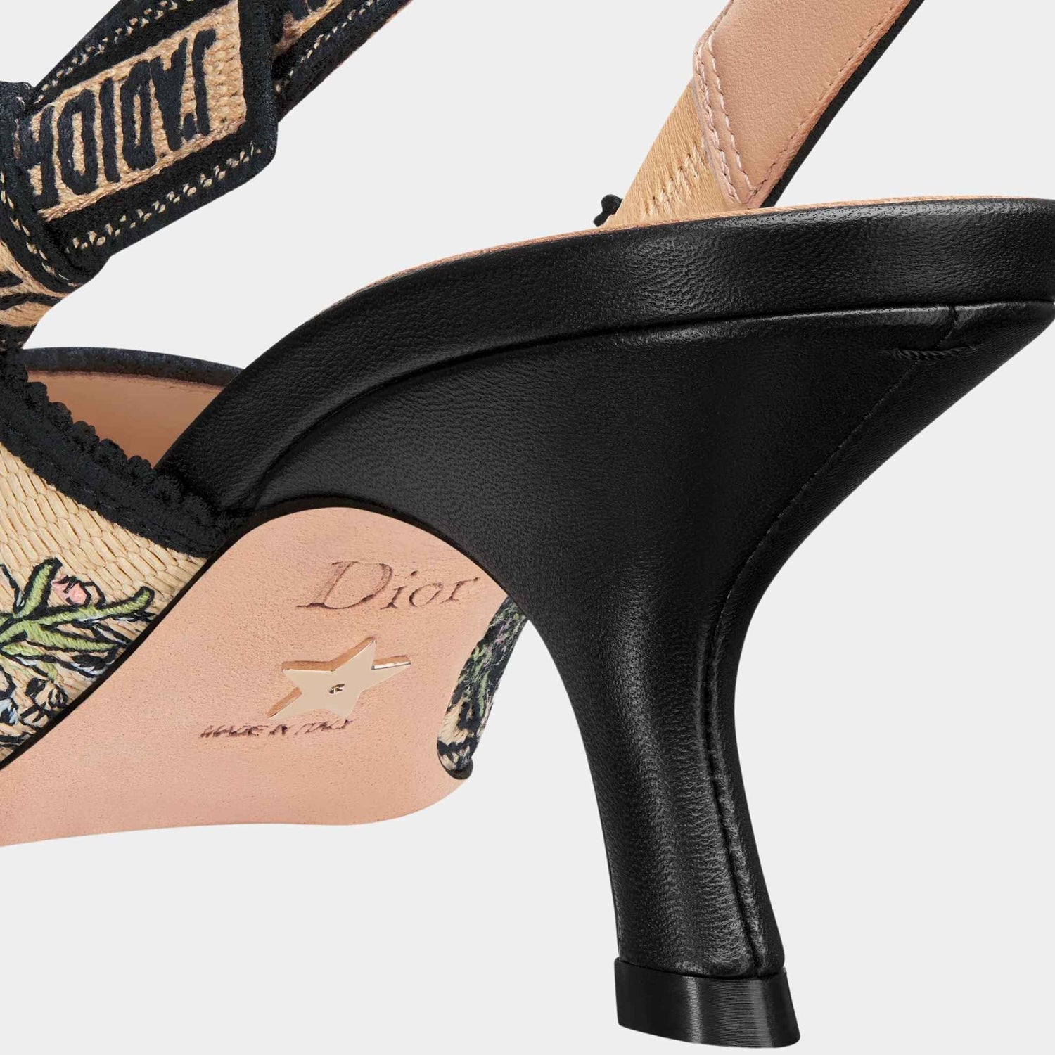 Dior JAdior Slingback Pump Heels Natural Raffia with Multicolor , Rear Closeup