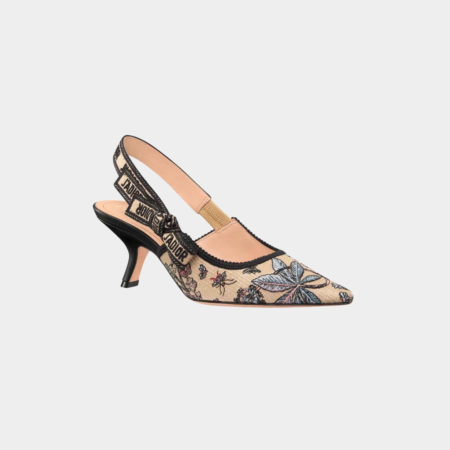 Dior JAdior Slingback Pump Heels Natural Raffia with Multicolor , Side And front