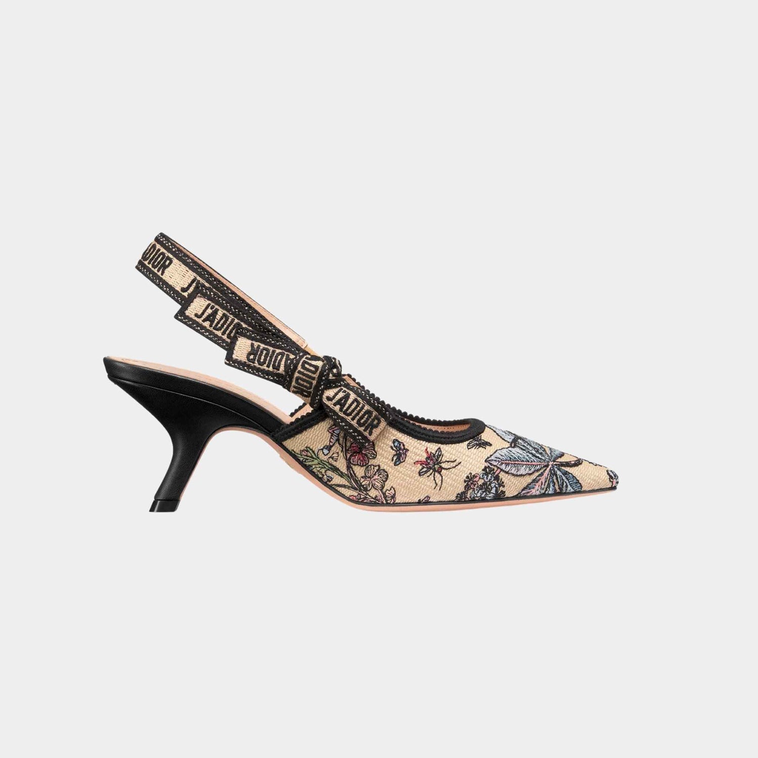 Dior JAdior Slingback Pump Heels Natural Raffia with Multicolor, Side