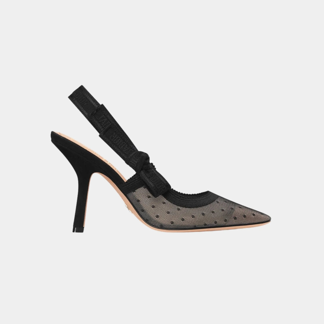 Dior J Adior Slingback Pumps Transparent Mesh and Black Plumetis, Black, Side