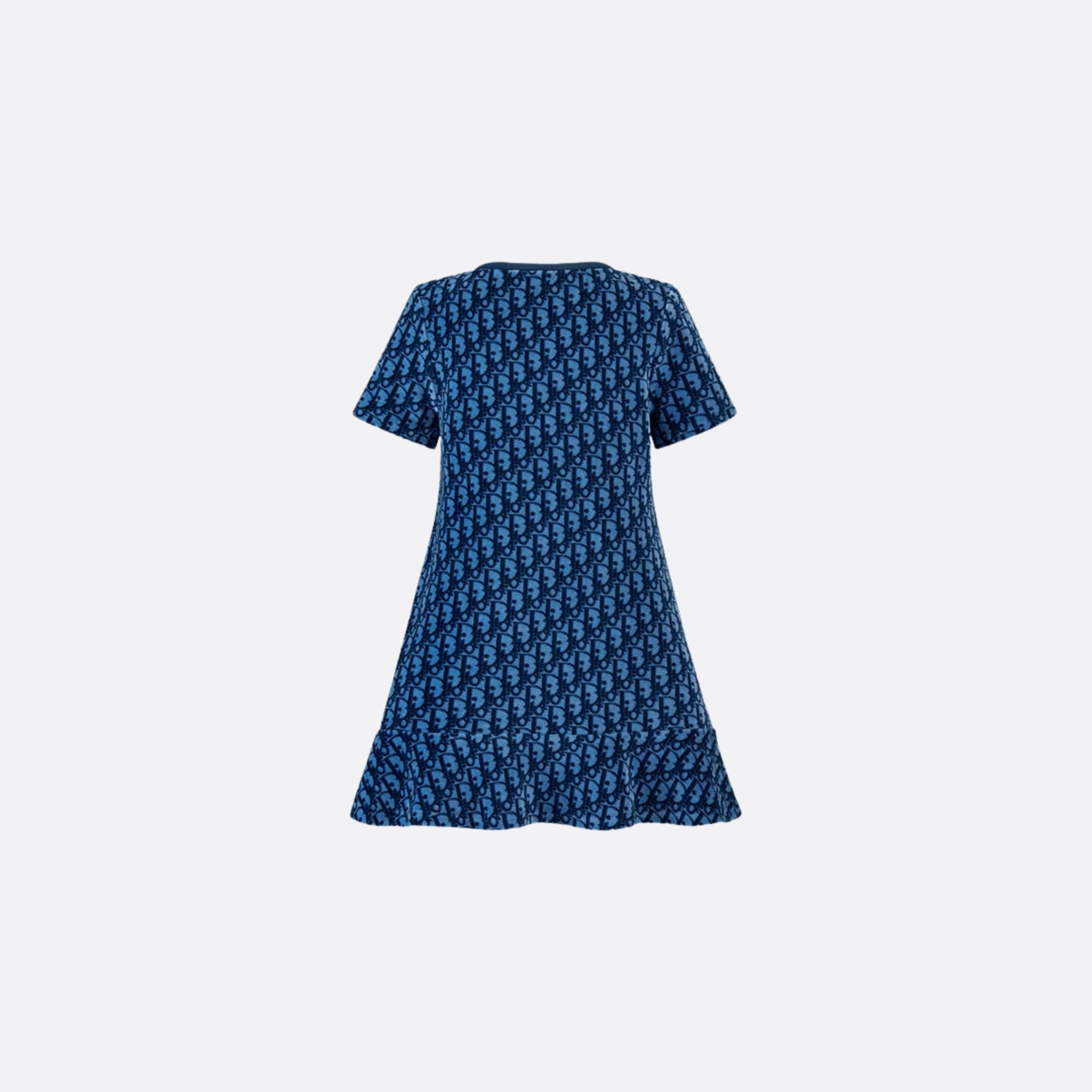 Dior Kids A-Line Dress Blue Dior Oblique Velvet Jacquard, Back