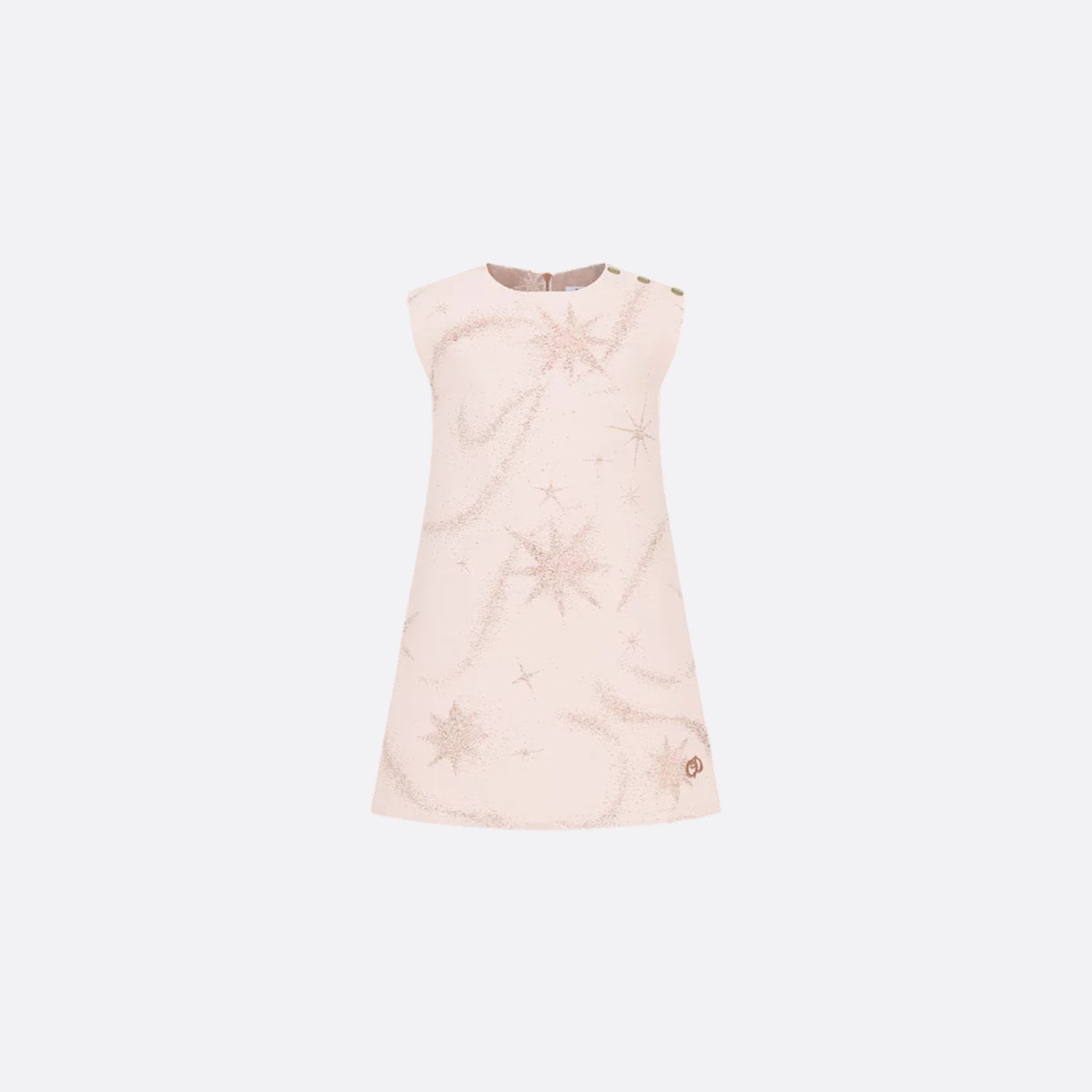 Dior Kids A-Line Dress Pale Pink Cotton Gabardine Constellation Motif, Front