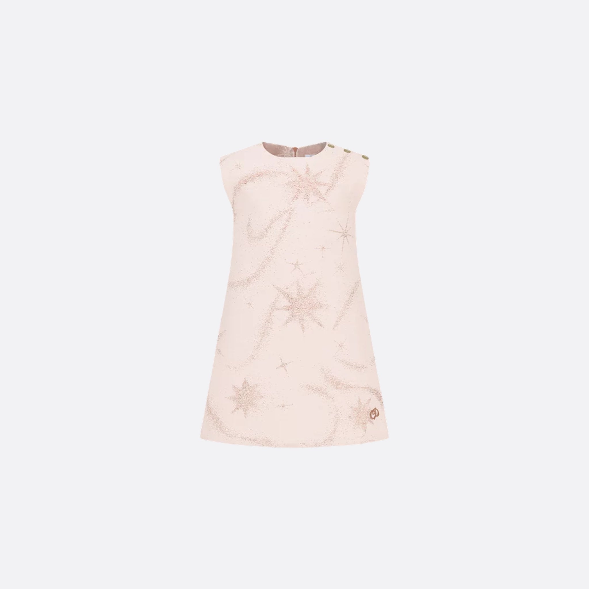 Dior Kids A-Line Dress Pale Pink Cotton Gabardine Constellation Motif, Front