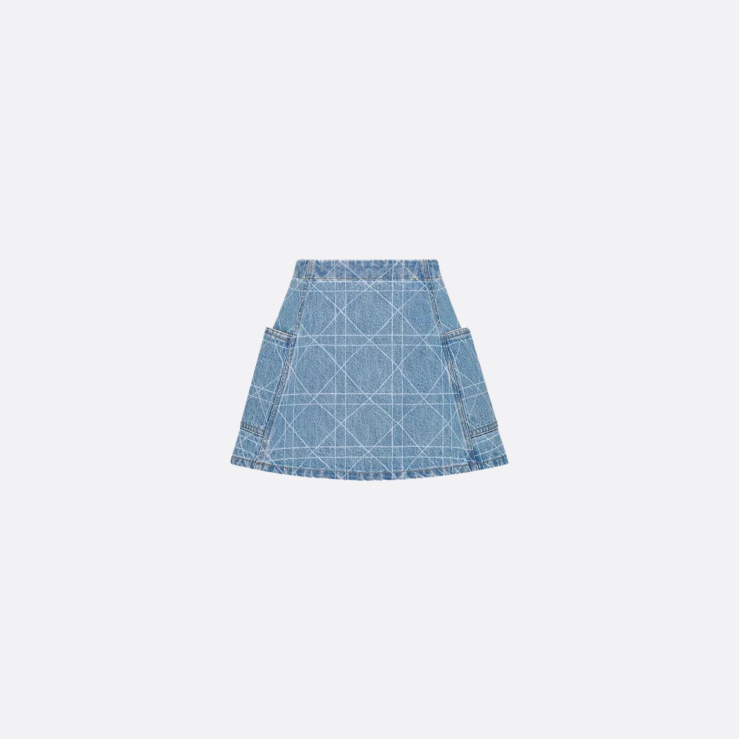 Dior Kids A-Line Skirt Blue Cannage Cotton Denim, Back