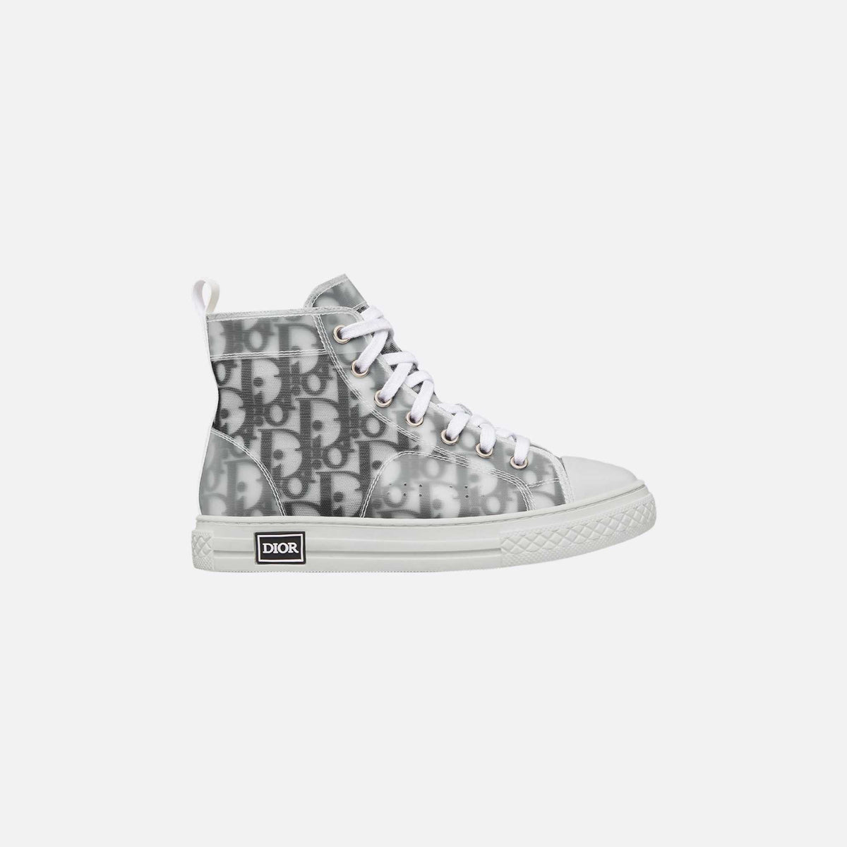 Kids B23 High-Top Sneaker in White Black Oblique Canvas