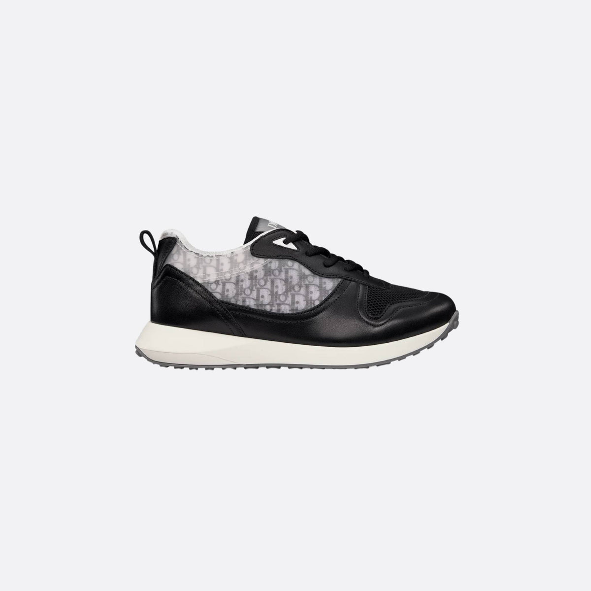 Kids B25 Runner Sneaker Black White Smooth Calfskin Dior Oblique Jacquard